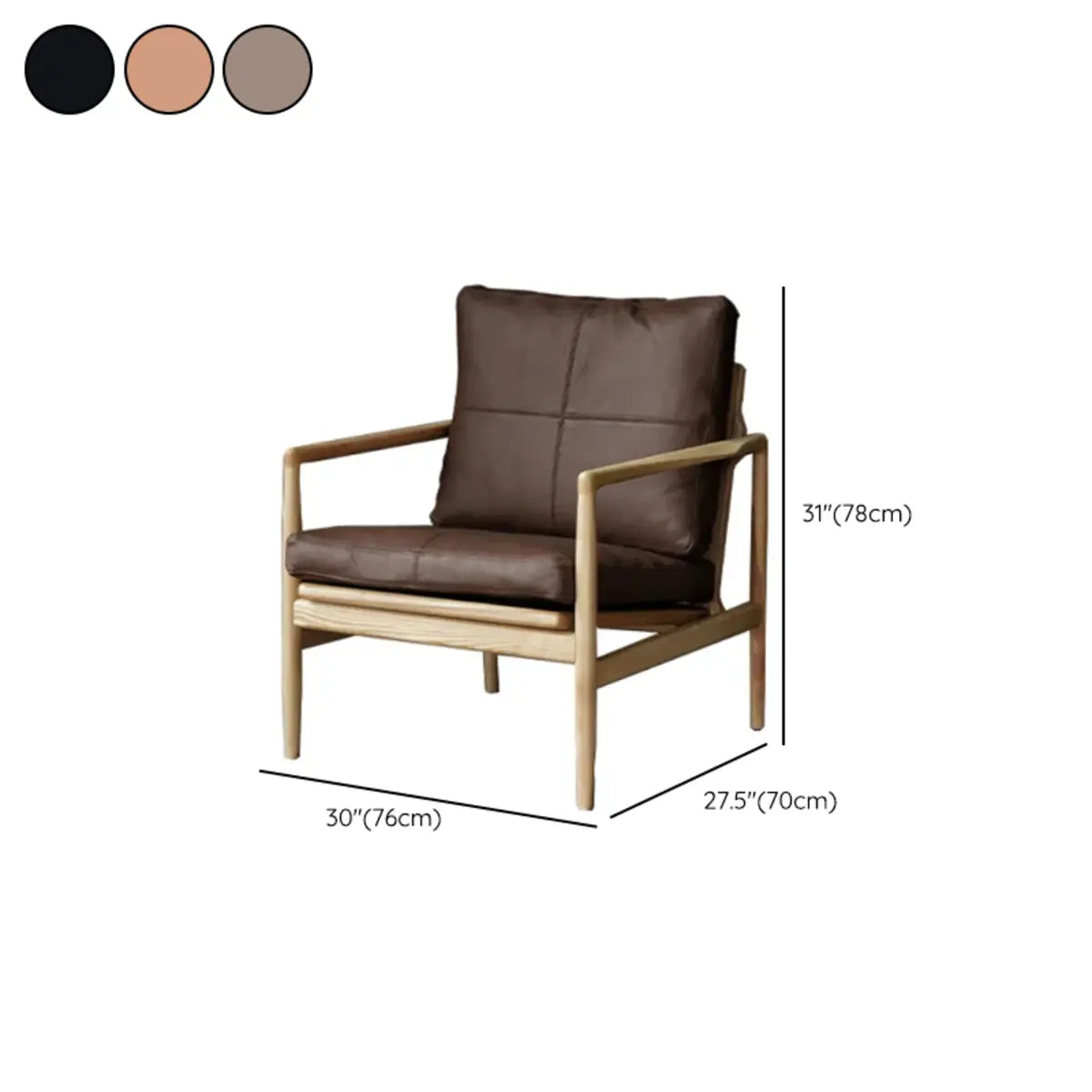 Scratch Resistant Leather Cushion Back Arm Chair Image - 40