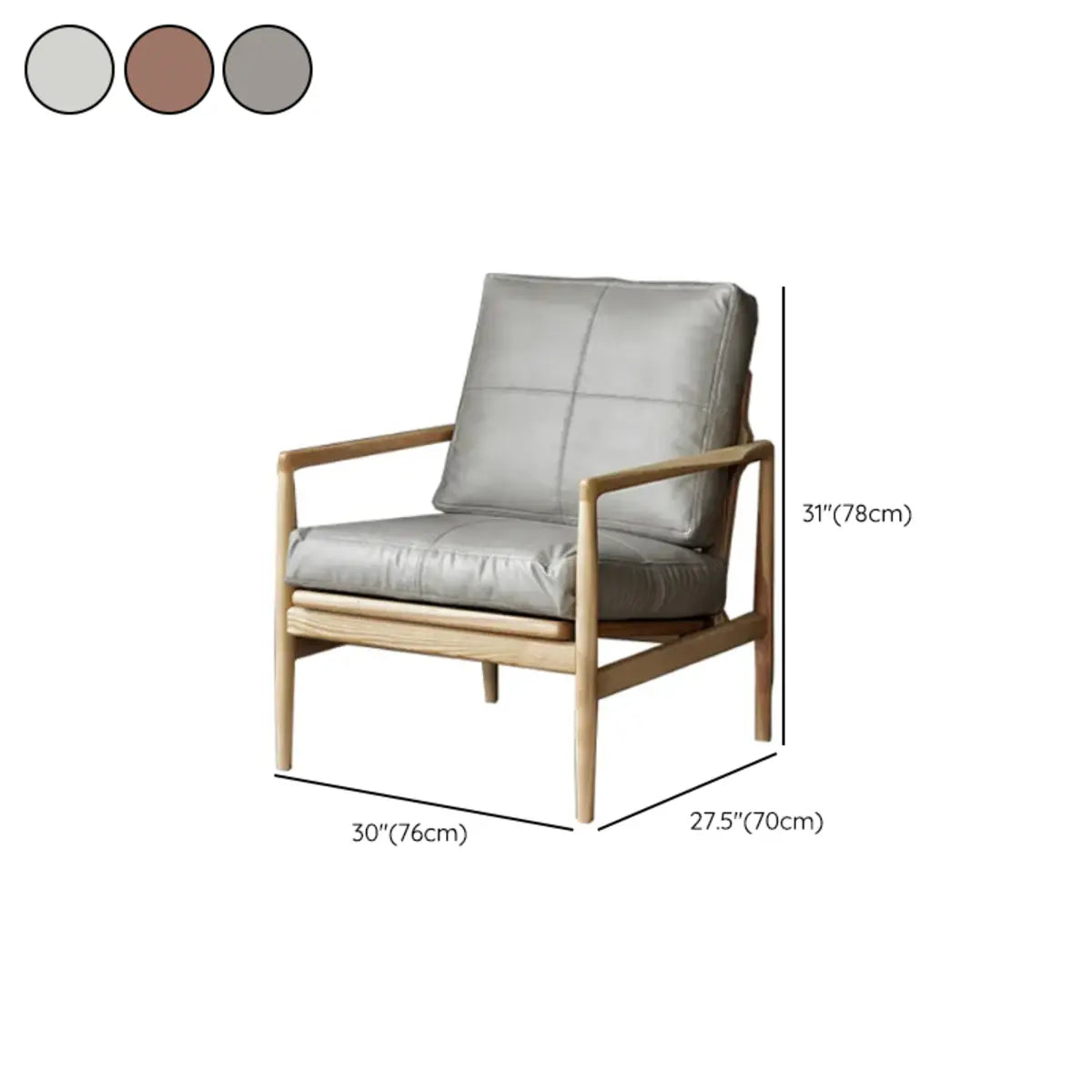 Scratch Resistant Leather Cushion Back Arm Chair Image - 41