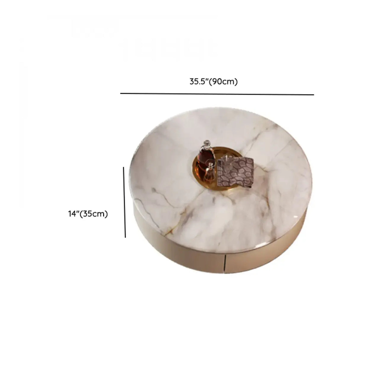 Scratch Resistant Round Marble Storage Coffee Table