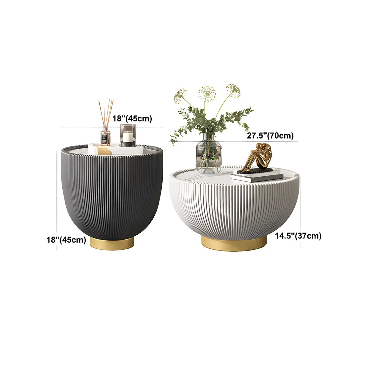 Scratch Resistant Round Stone Bunching Coffee Tables Image - 16