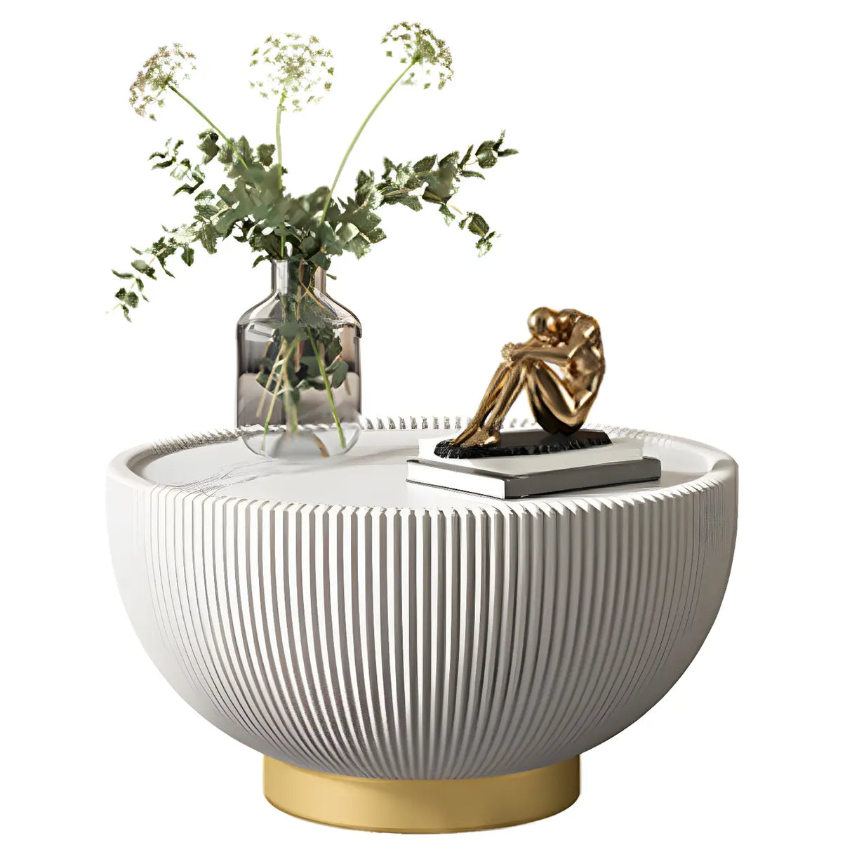 Scratch Resistant Round Stone Bunching Coffee Tables Image - 3