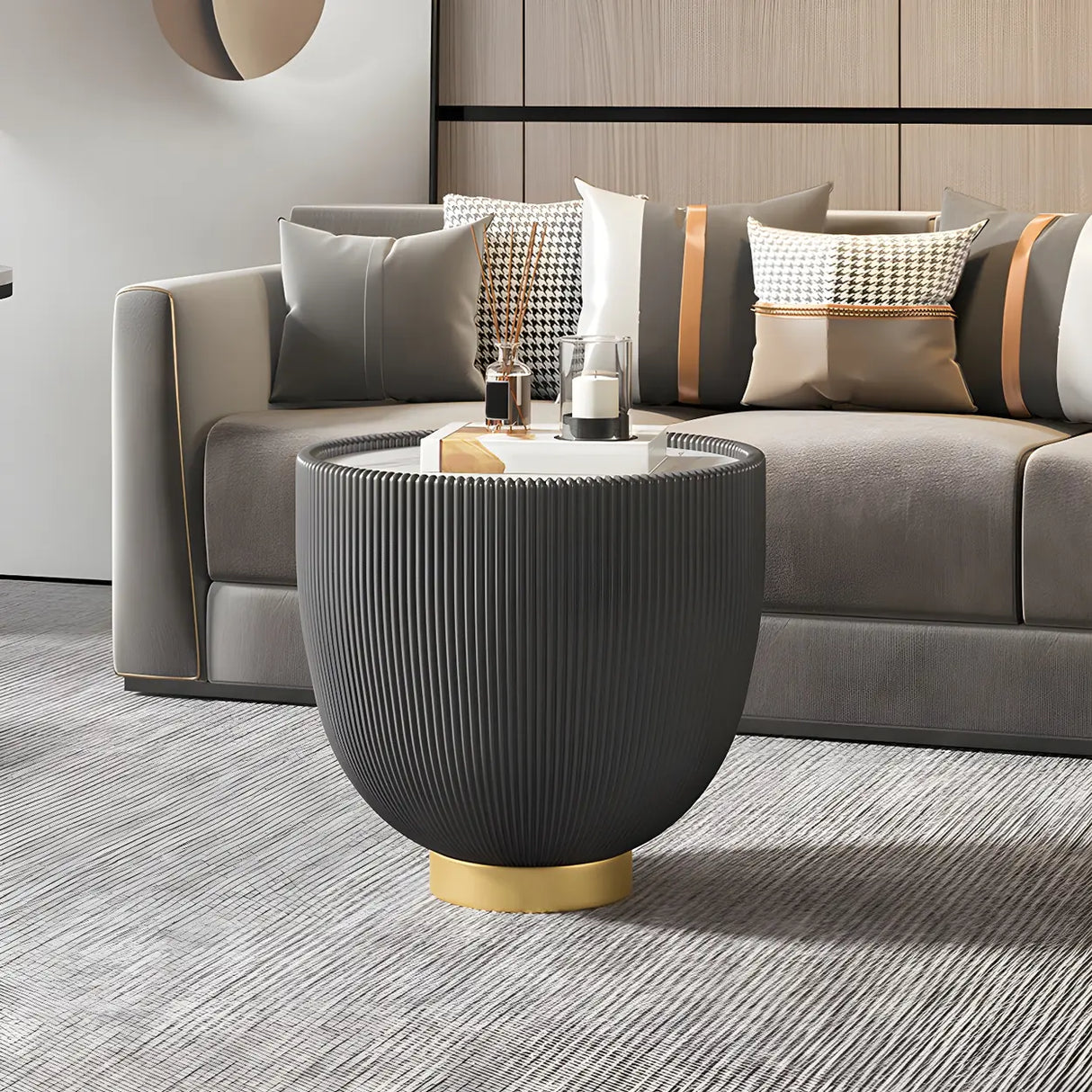 Scratch Resistant Round Stone Bunching Coffee Tables Image - 7