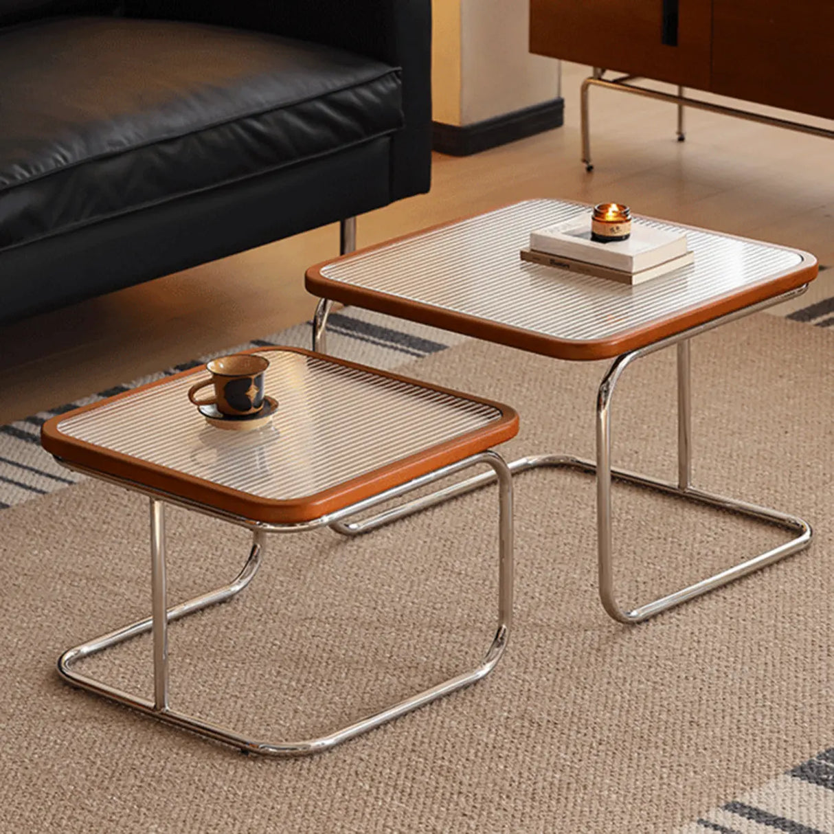 Scratch Resistant Square Stainless Steel Nesting Tables Image - 1