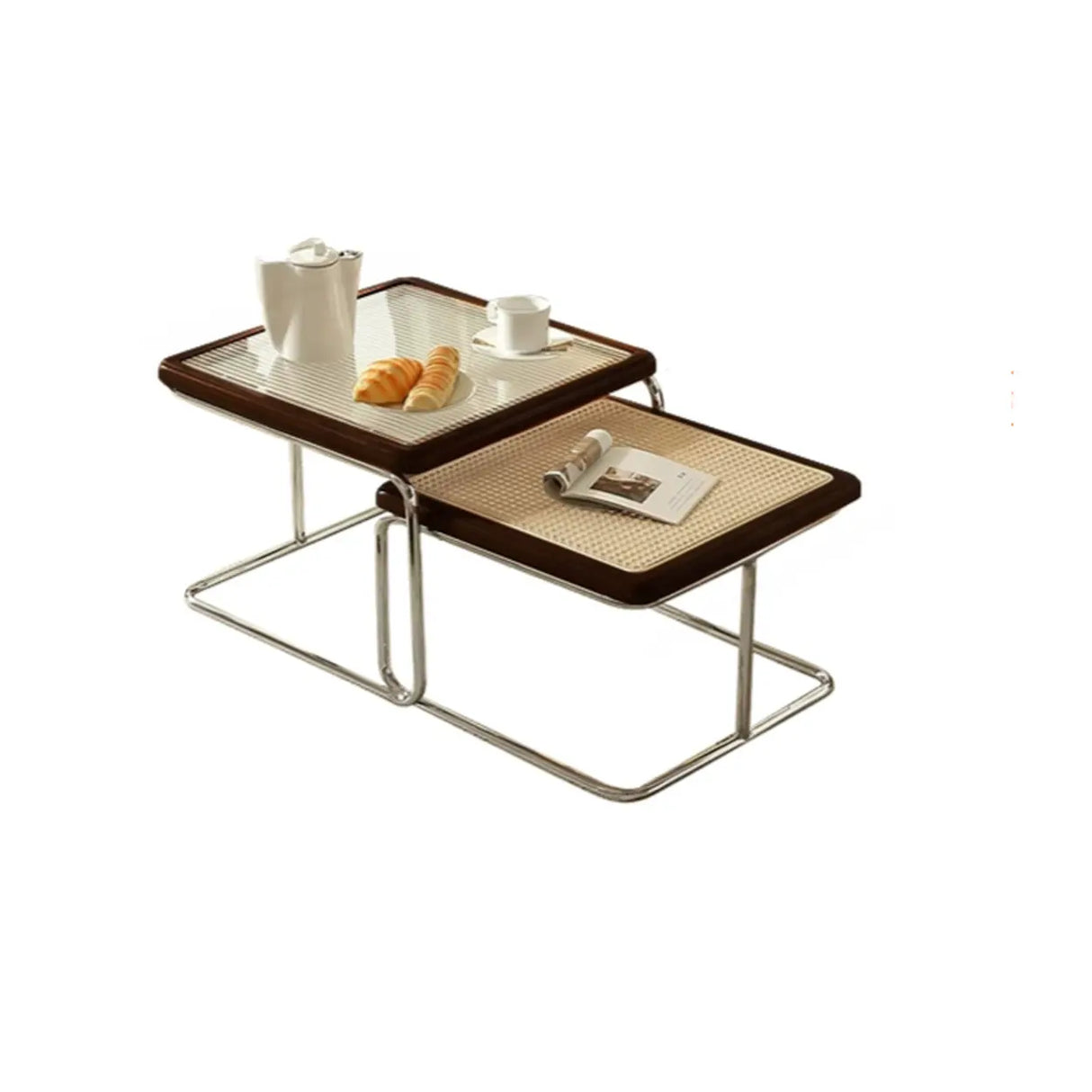 Scratch Resistant Square Stainless Steel Nesting Tables Image - 2
