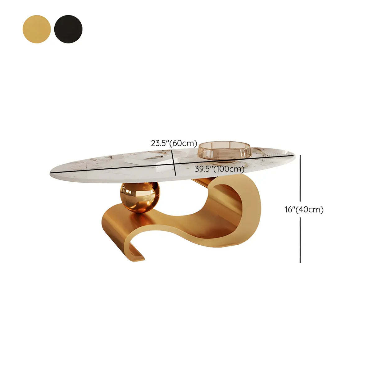 Scratch Resistant Stone Oval Abstract Coffee Table