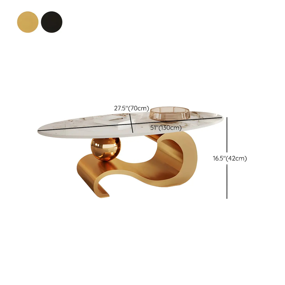 Scratch Resistant Stone Oval Abstract Coffee Table Image - 14