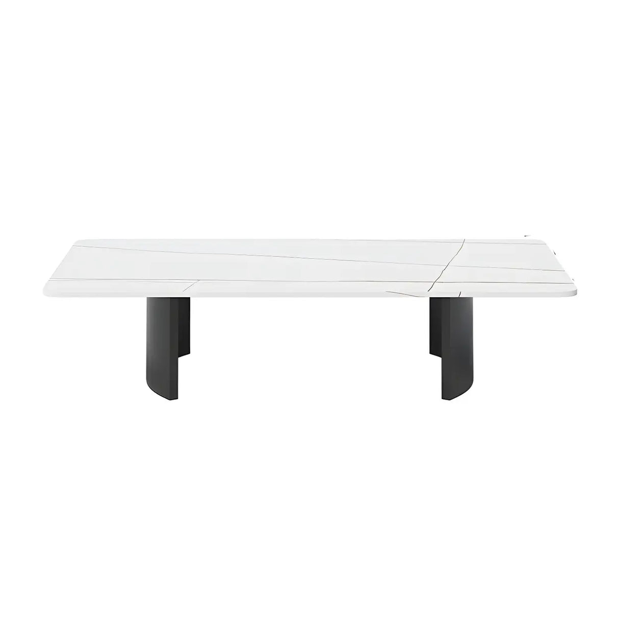 Scratch Resistant Stone Rectangular Sled Coffee Table Image - 2