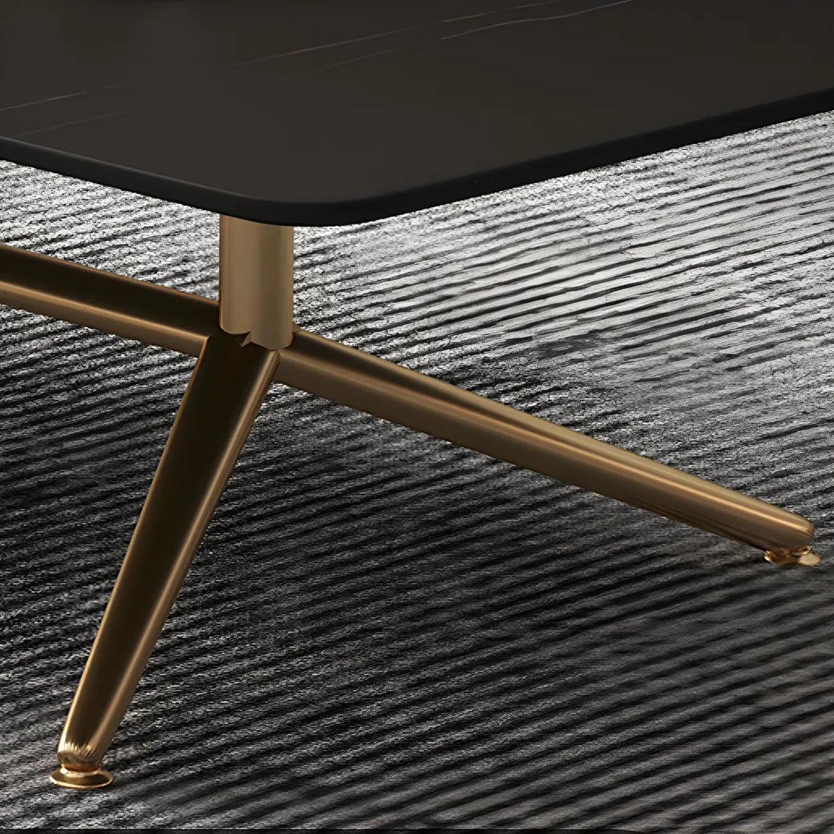 Scratch Resistant Stone Top Trestle Base Coffee Table Image - 14