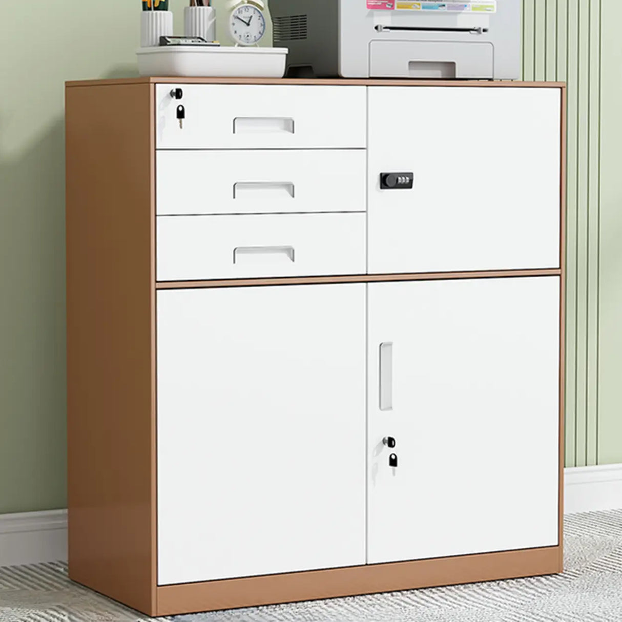 Secure Alloy Vertical Metal Filing Cabinet with Shelves Image - 13