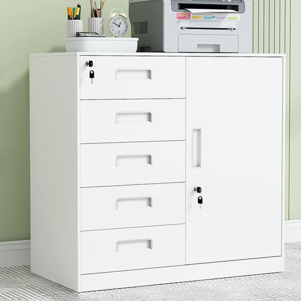 Secure Alloy Vertical Metal Filing Cabinet with Shelves Image - 15
