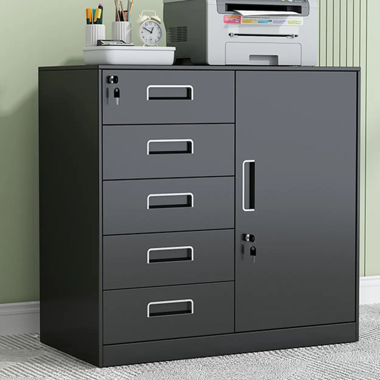 Secure Alloy Vertical Metal Filing Cabinet with Shelves Image - 16