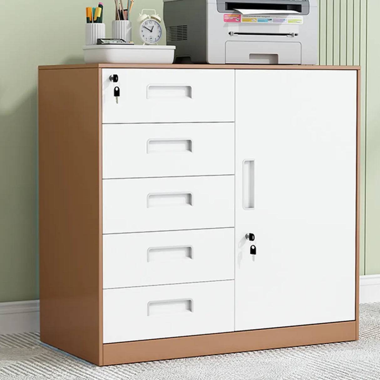 Secure Alloy Vertical Metal Filing Cabinet with Shelves Image - 17