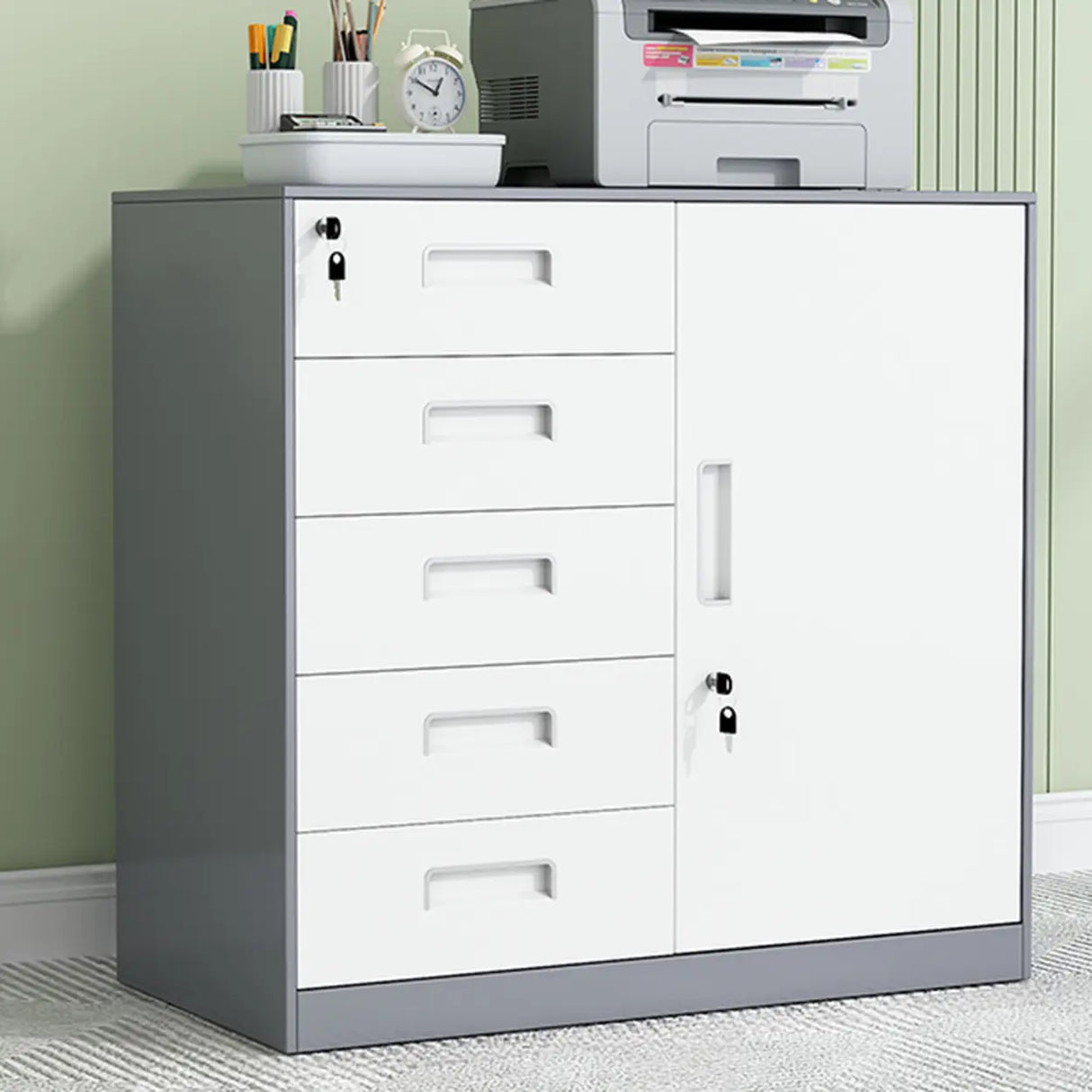 Secure Alloy Vertical Metal Filing Cabinet with Shelves Image - 18