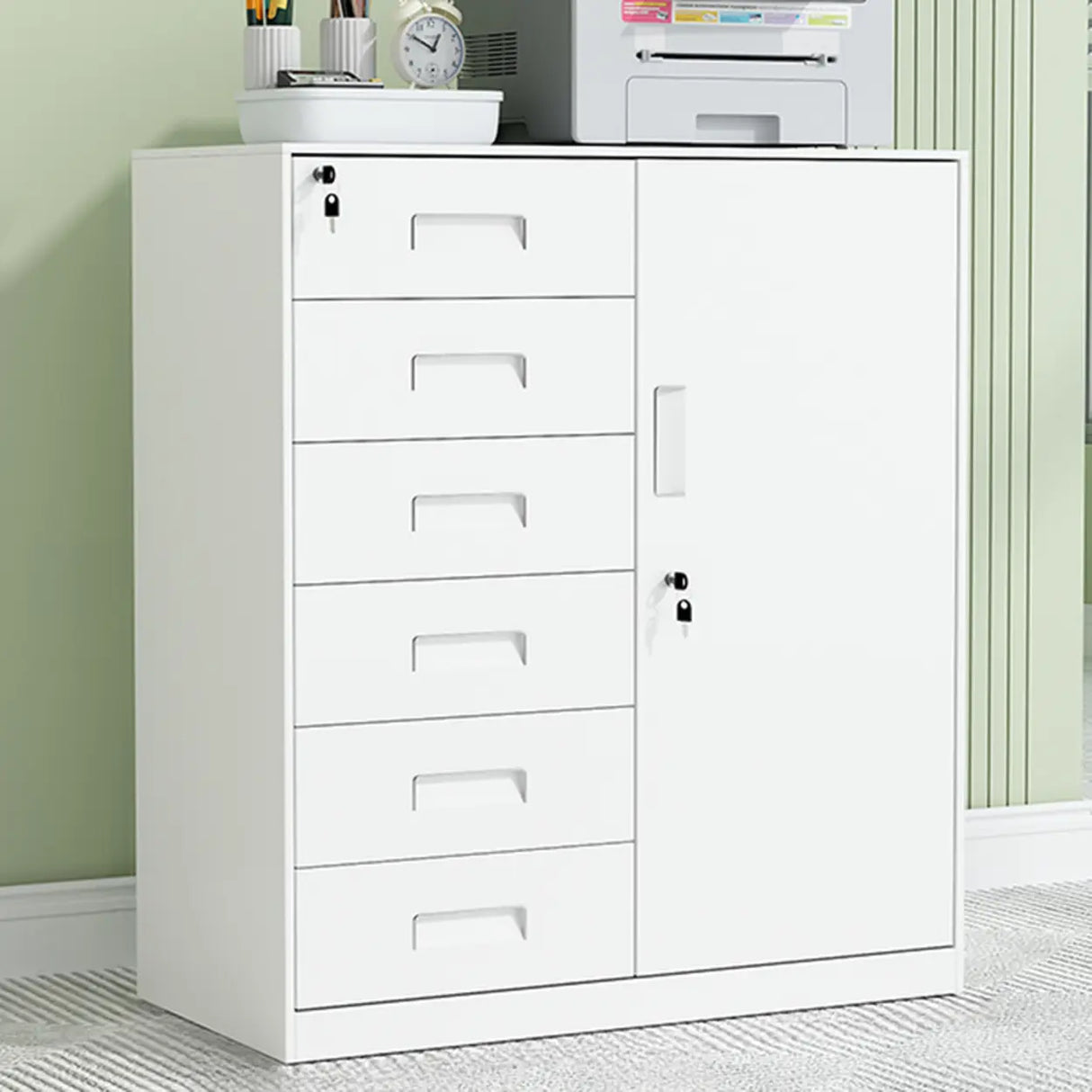 Secure Alloy Vertical Metal Filing Cabinet with Shelves Image - 19