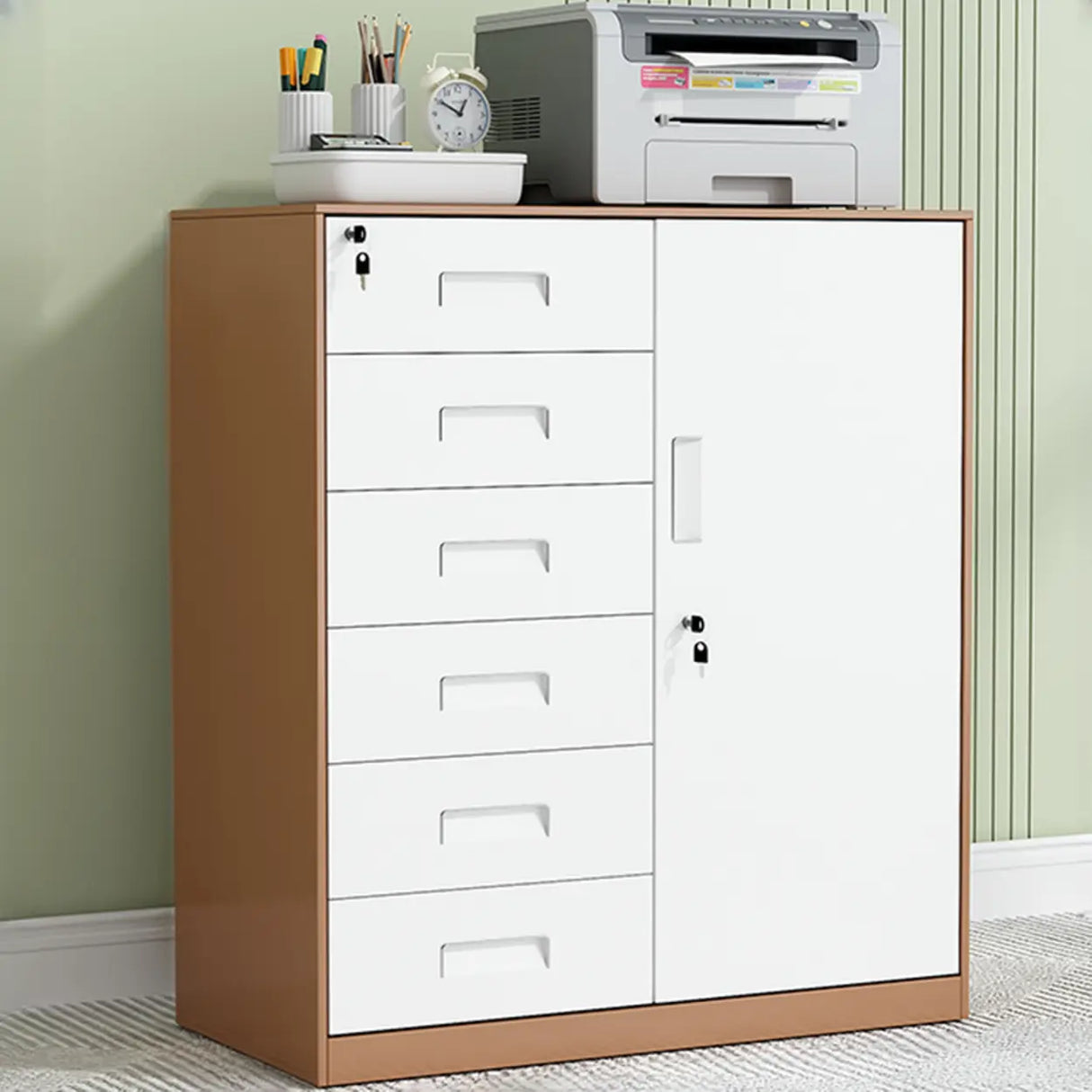 Secure Alloy Vertical Metal Filing Cabinet with Shelves Image - 21