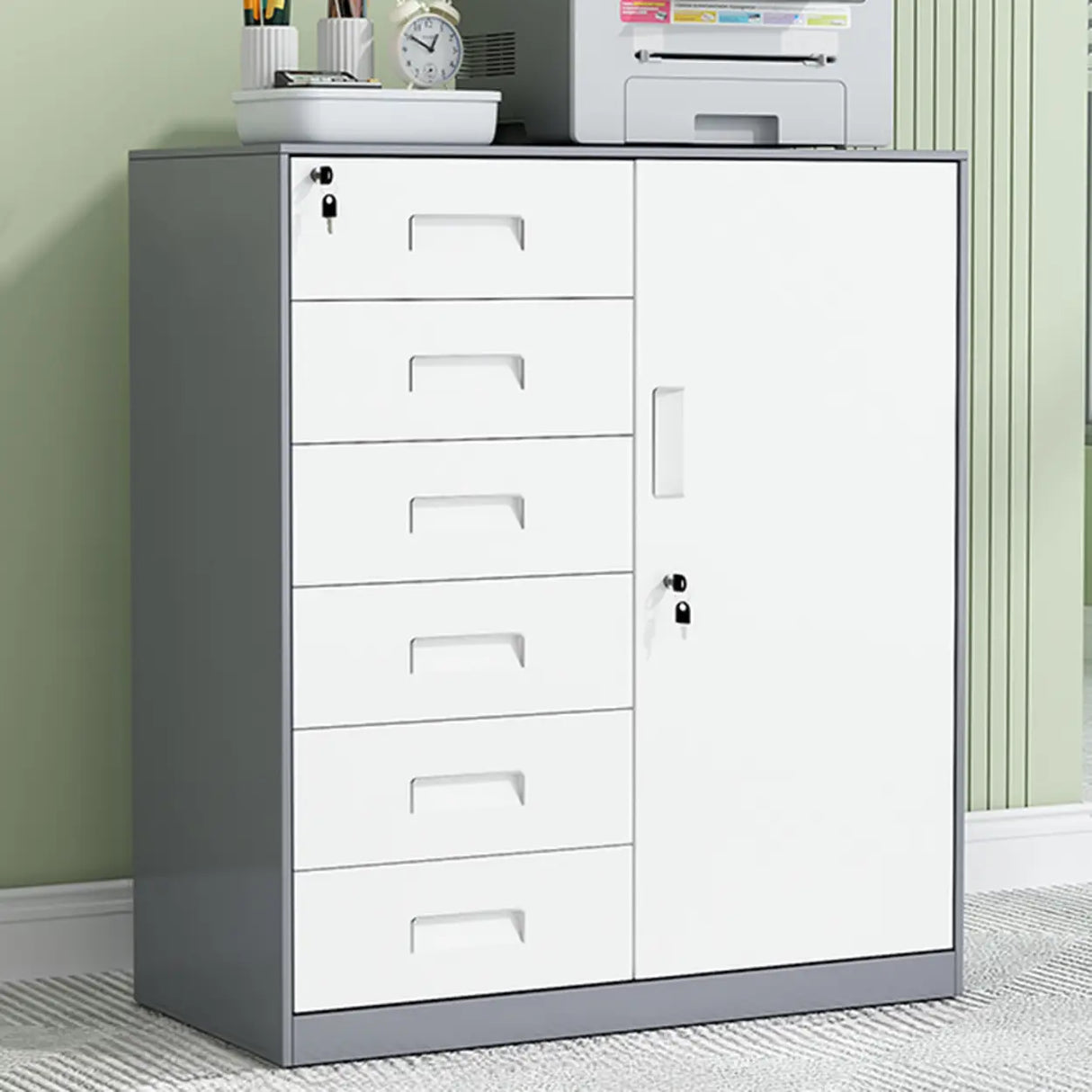 Secure Alloy Vertical Metal Filing Cabinet with Shelves Image - 22