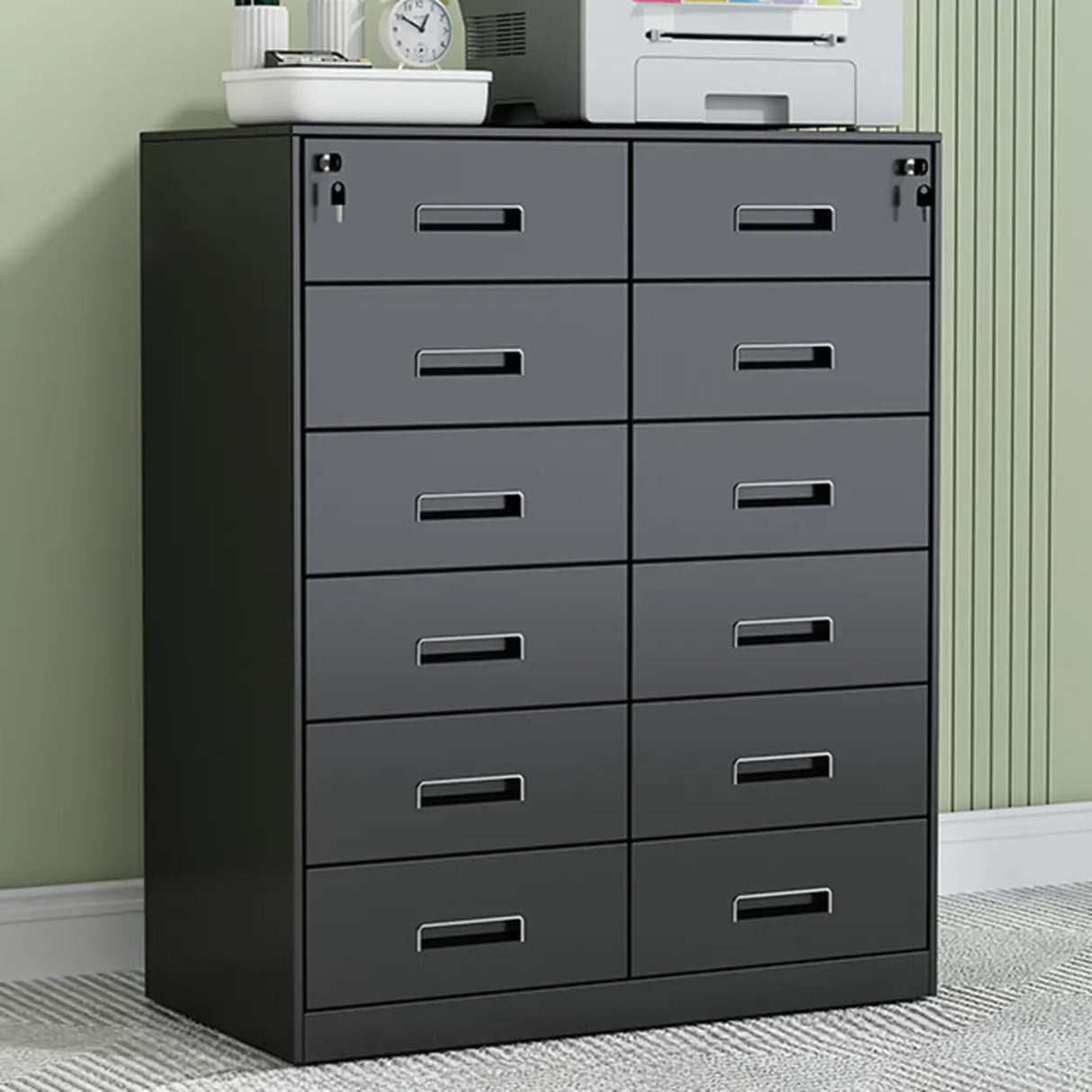 Secure Alloy Vertical Metal Filing Cabinet with Shelves Image - 24