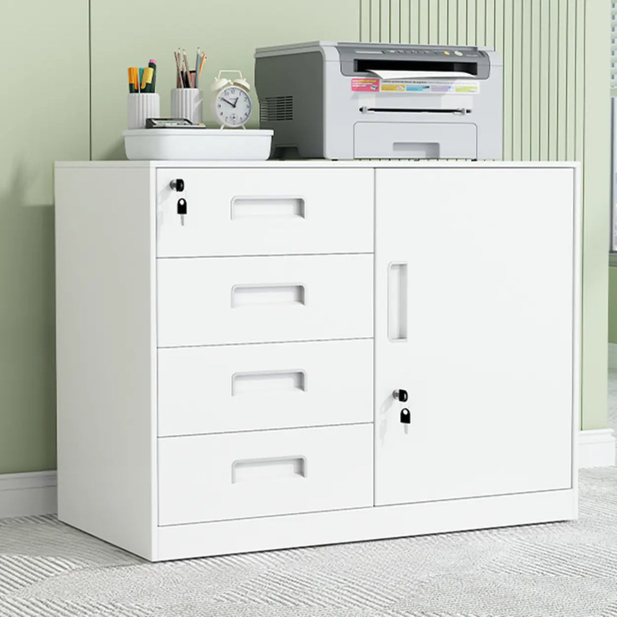 Secure Alloy Vertical Metal Filing Cabinet with Shelves Image - 2