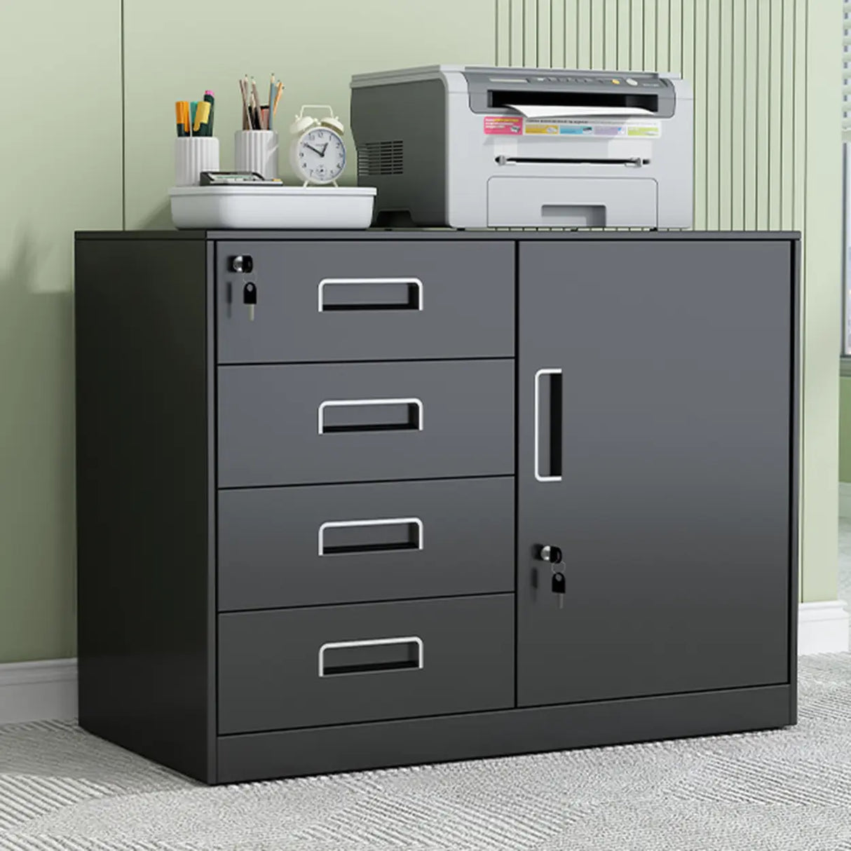 Secure Alloy Vertical Metal Filing Cabinet with Shelves Image - 3