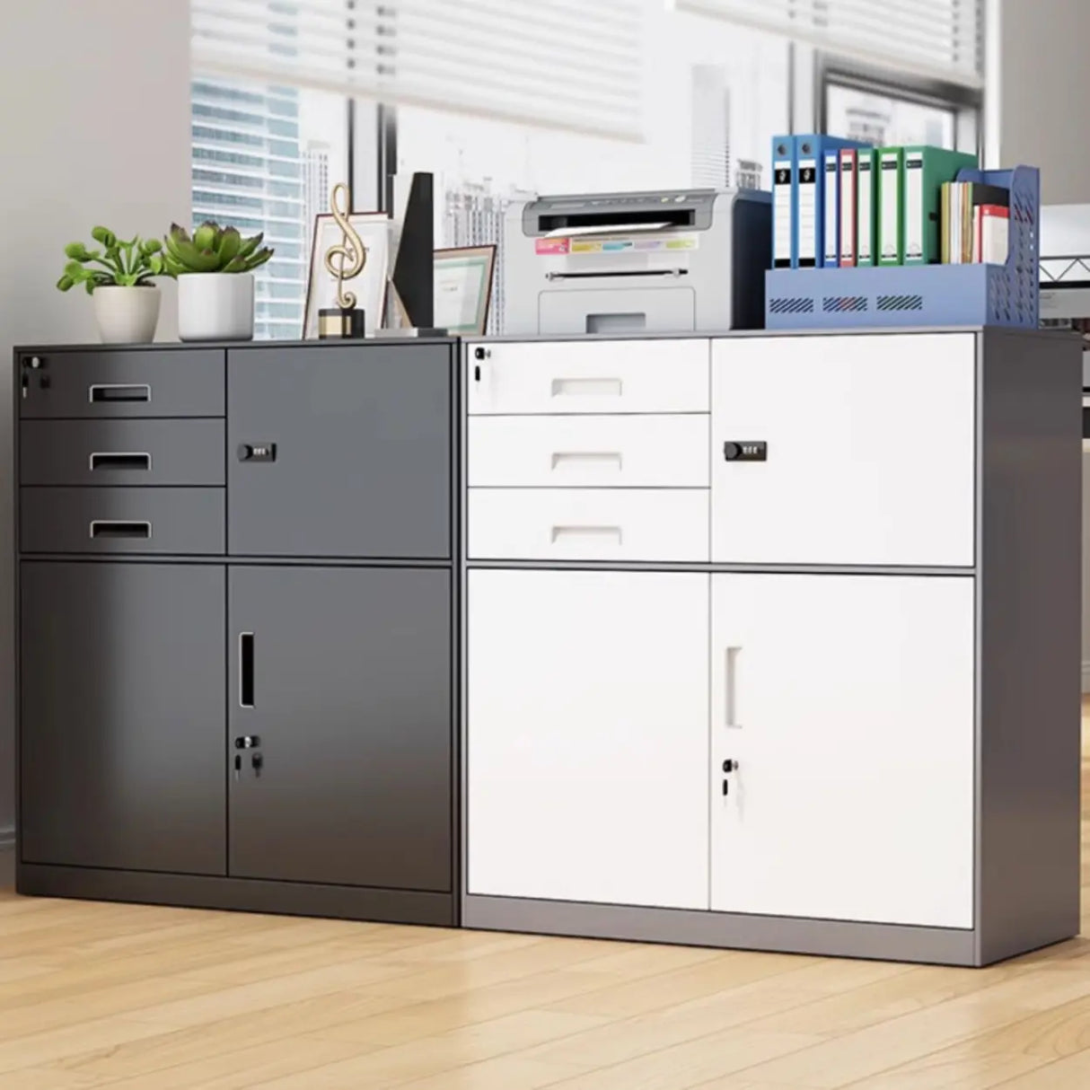 Secure Alloy Vertical Metal Filing Cabinet with Shelves Image - 4