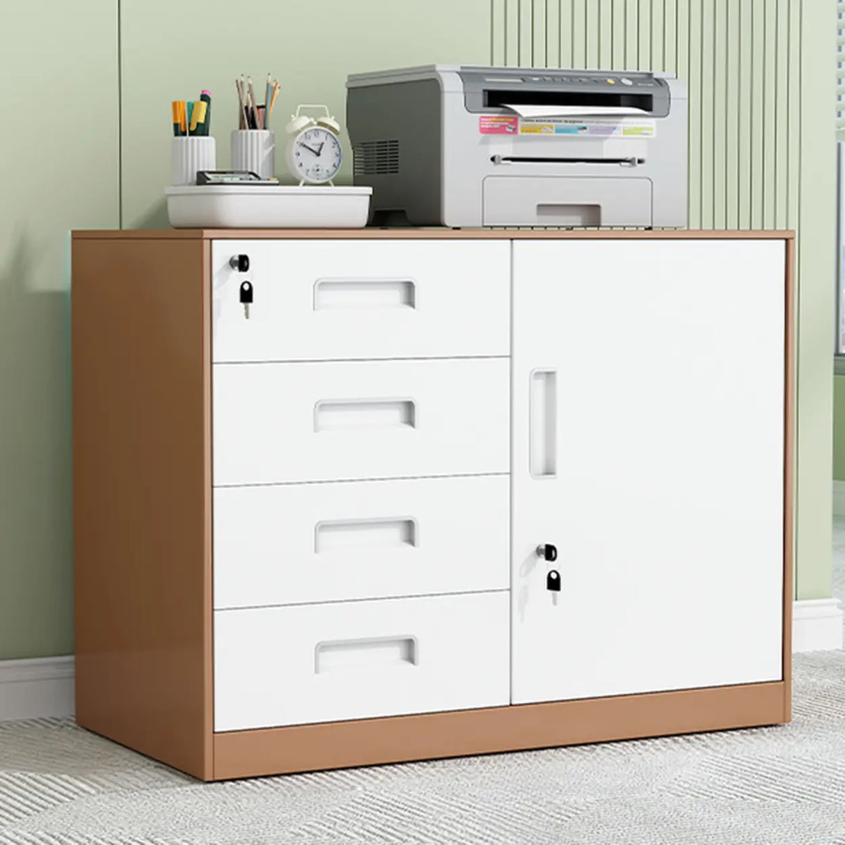 Secure Alloy Vertical Metal Filing Cabinet with Shelves Image - 5