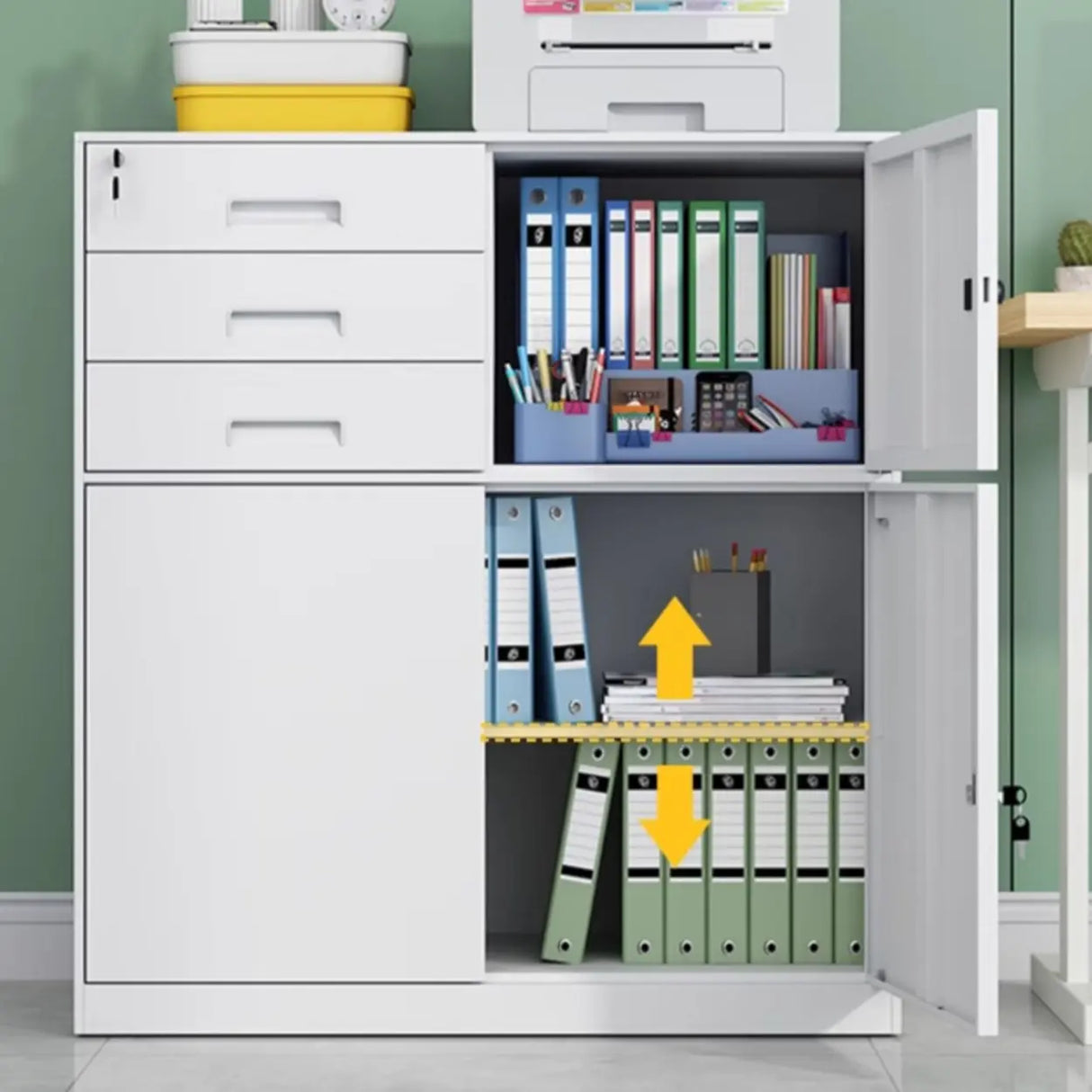 Secure Alloy Vertical Metal Filing Cabinet with Shelves Image - 6