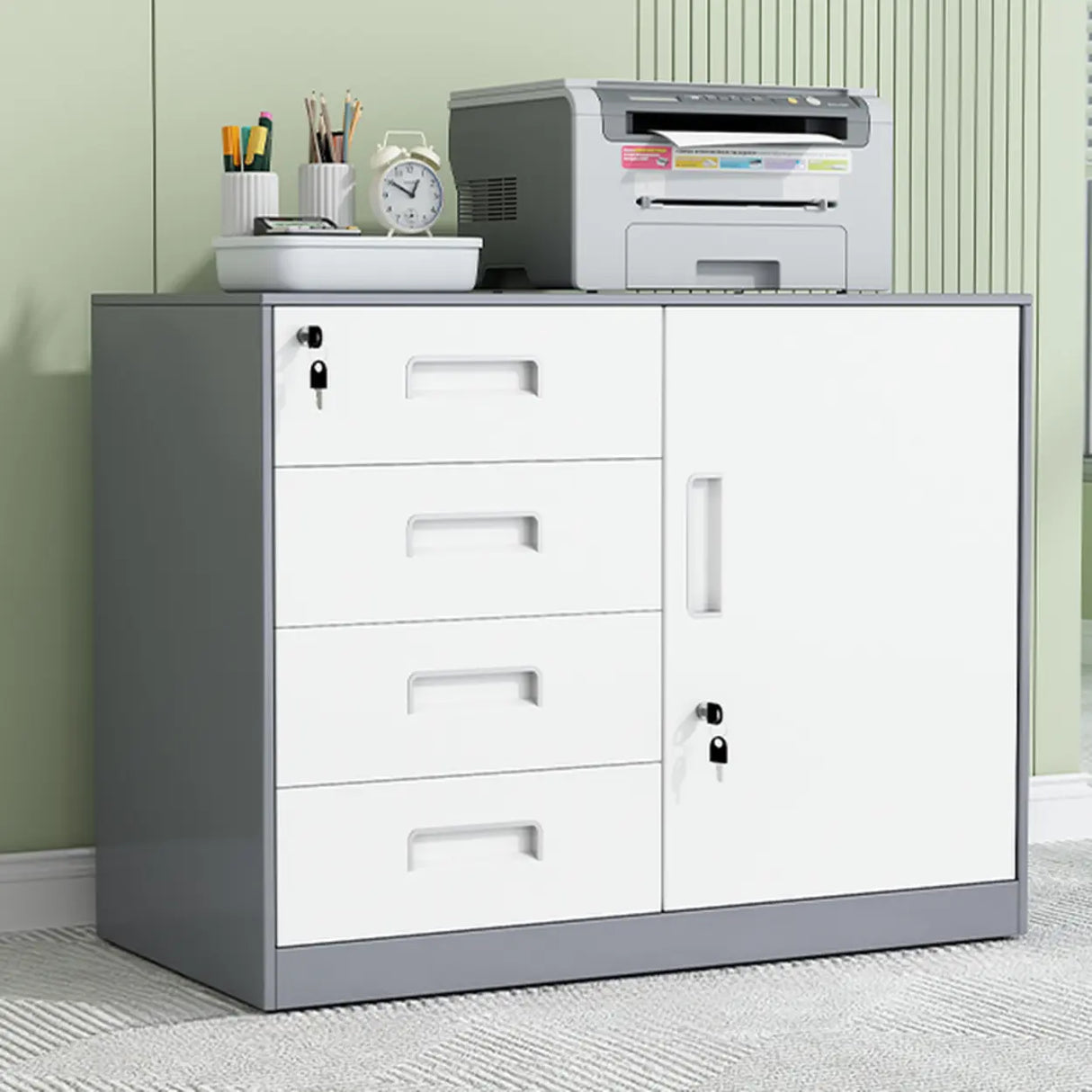 Secure Alloy Vertical Metal Filing Cabinet with Shelves Image - 7