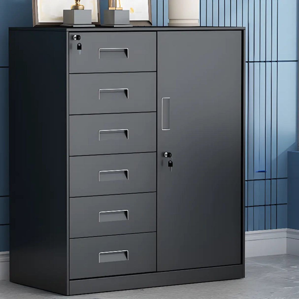 Secure Storage Steel Vertical Filing Cabinet with Key Lock Image - 13
