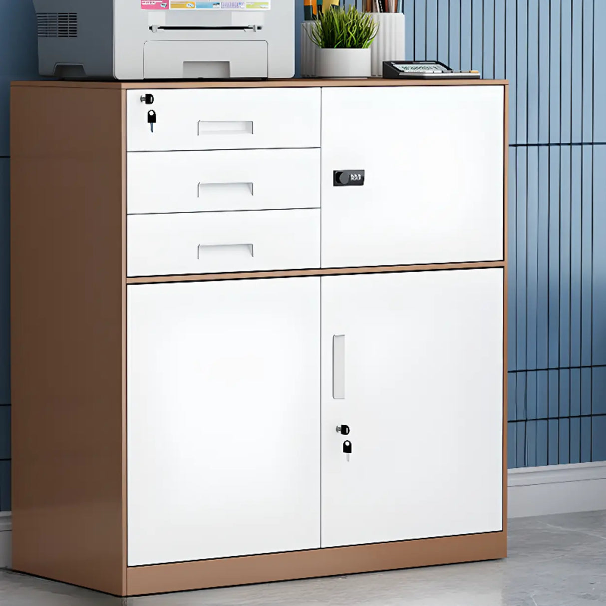 Secure Storage Steel Vertical Filing Cabinet with Key Lock Image - 16