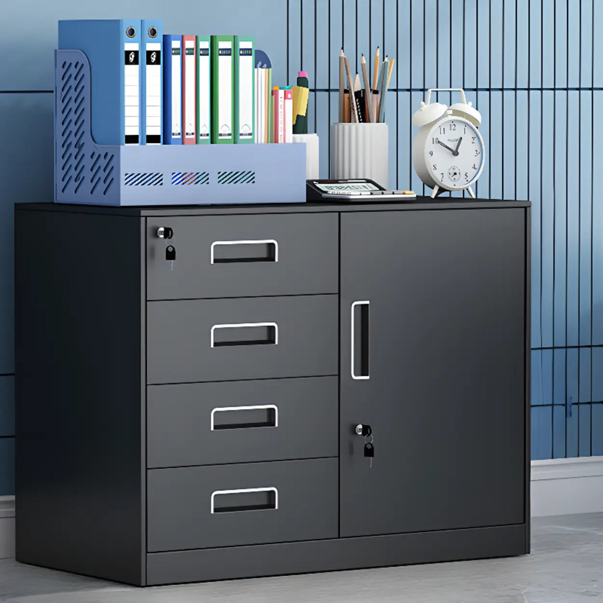 Secure Storage Steel Vertical Filing Cabinet with Key Lock Image - 18