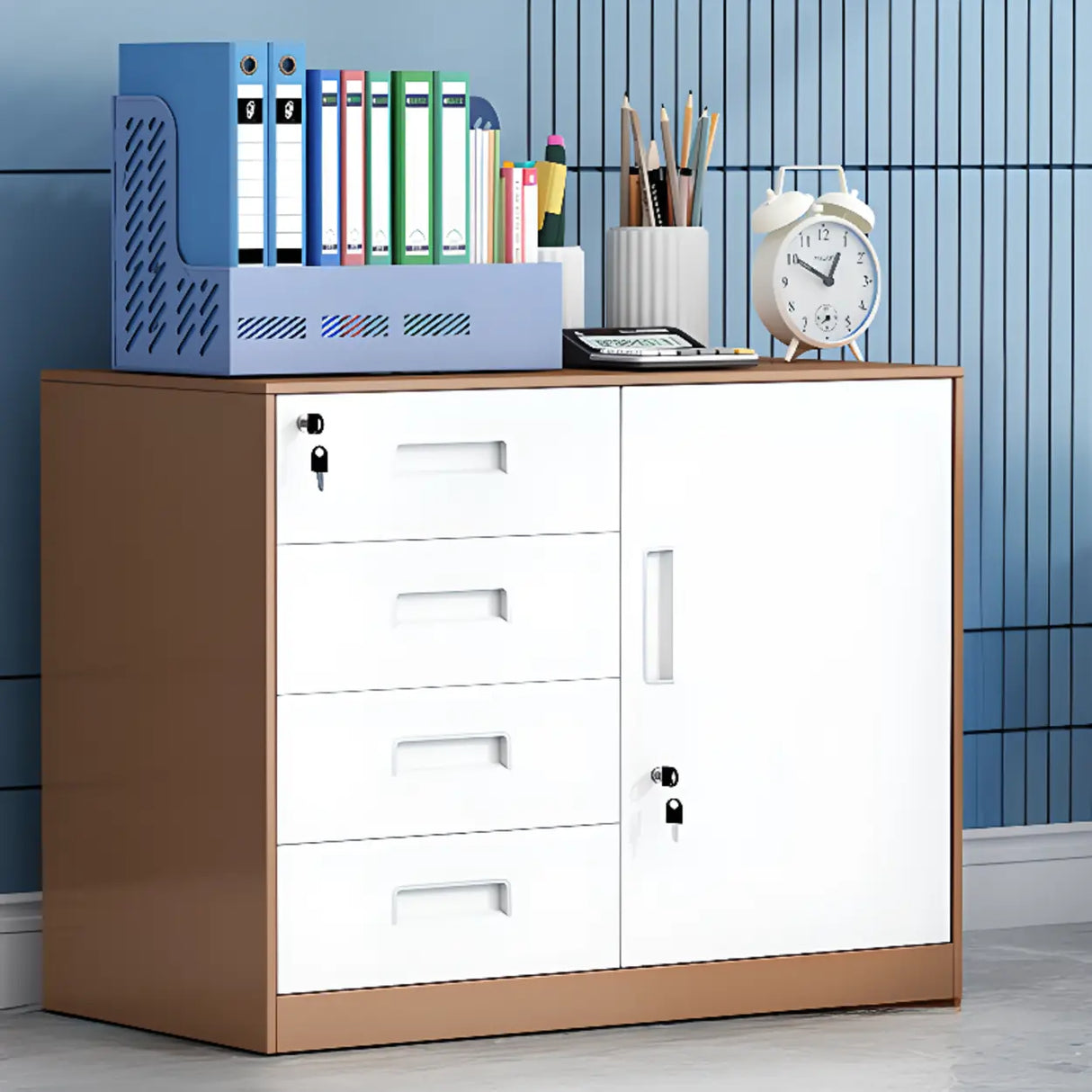 Secure Storage Steel Vertical Filing Cabinet with Key Lock Image - 20