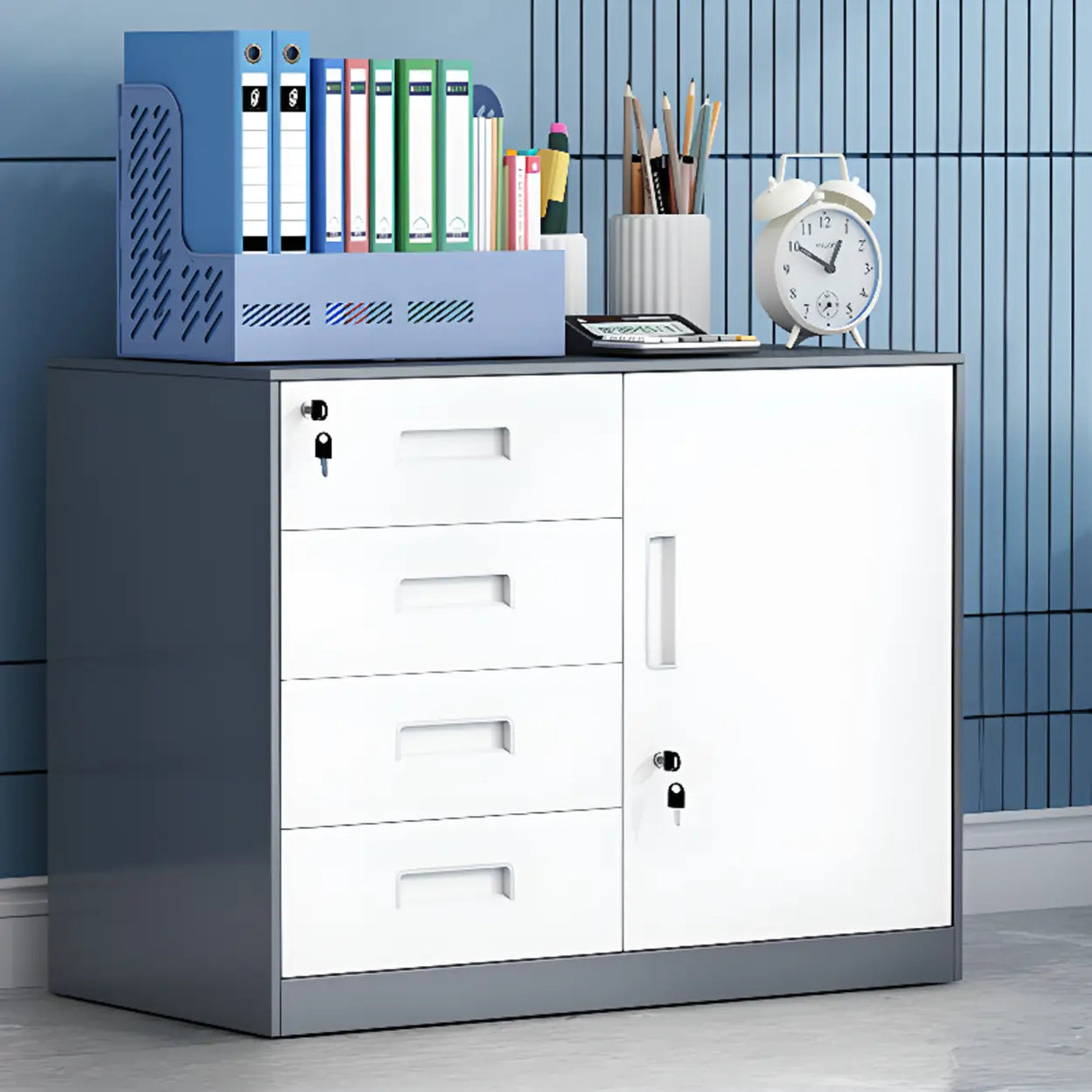 Secure Storage Steel Vertical Filing Cabinet with Key Lock Image - 21
