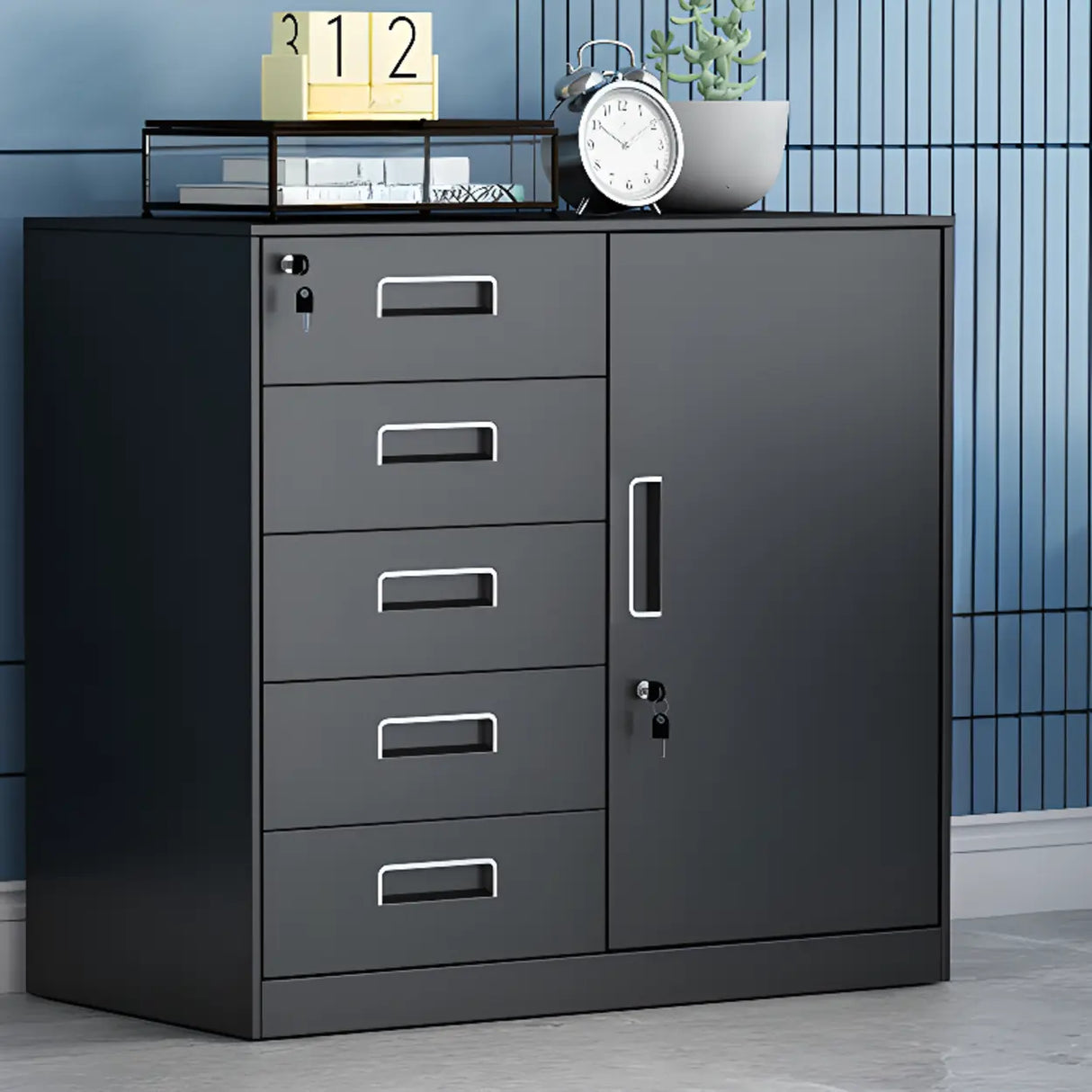 Secure Storage Steel Vertical Filing Cabinet with Key Lock Image - 22