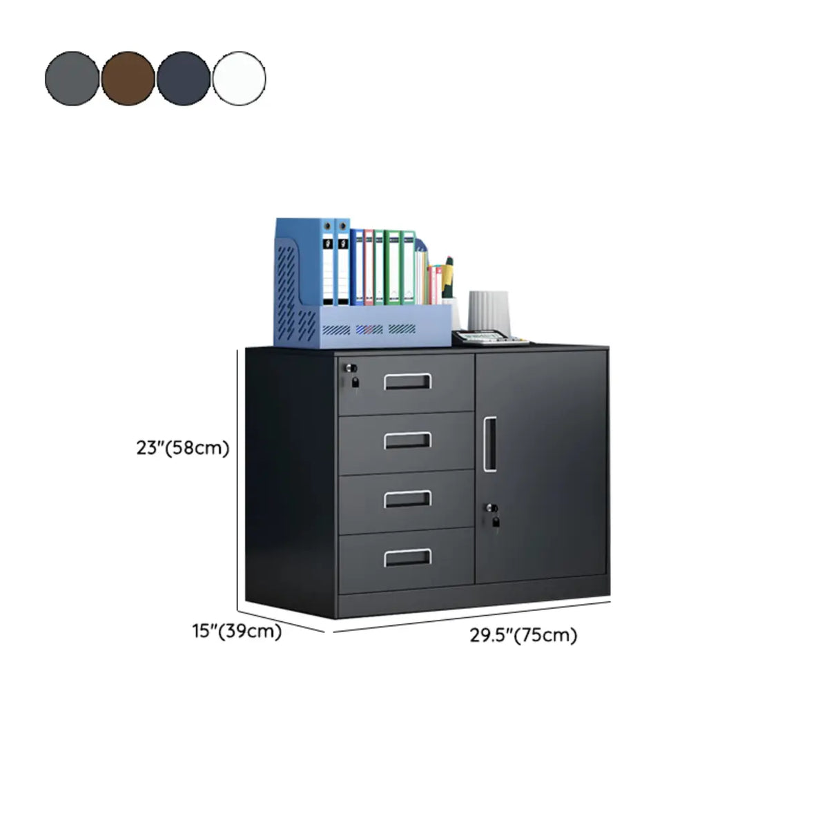 Secure Storage Steel Vertical Filing Cabinet with Key Lock Image - 24