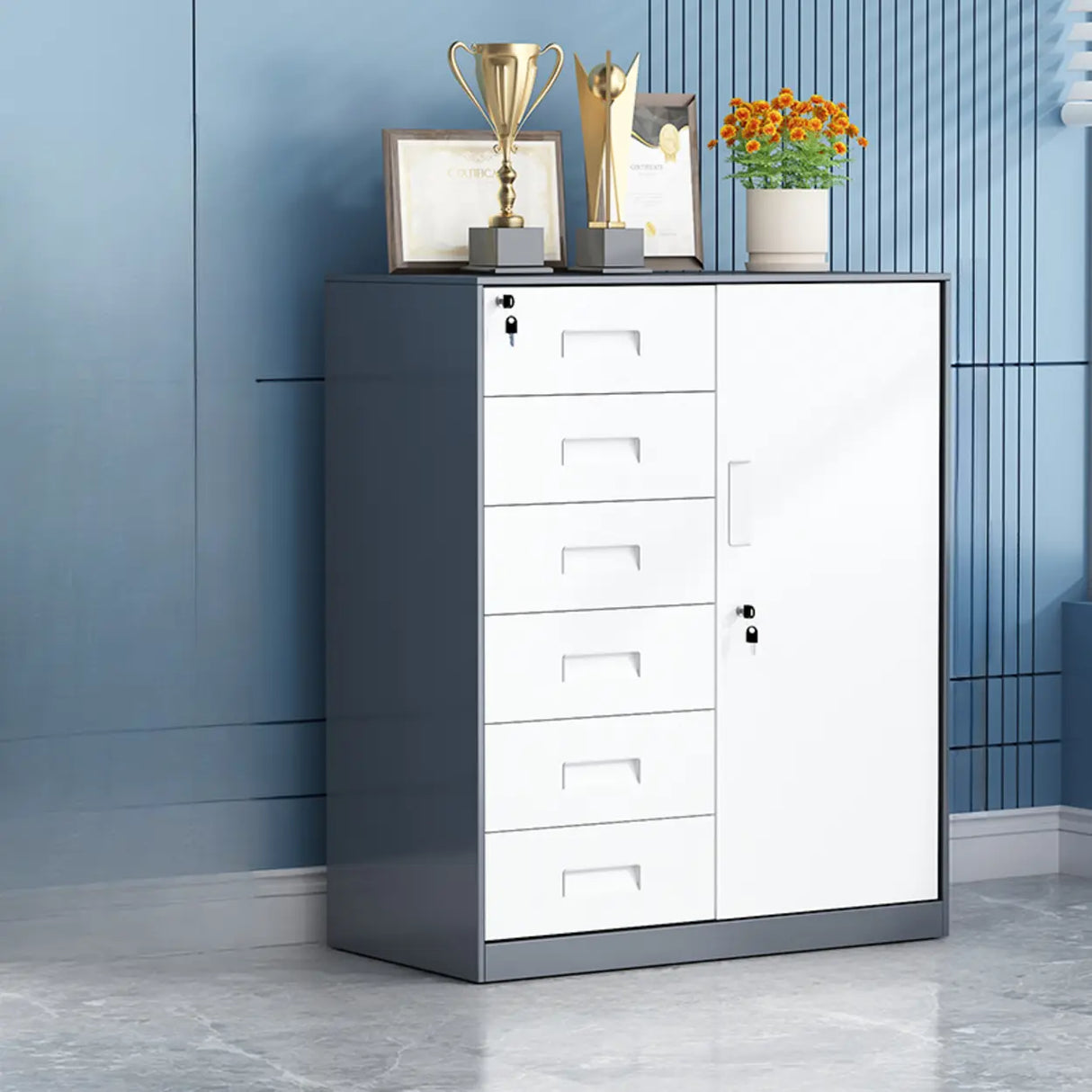 Secure Storage Steel Vertical Filing Cabinet with Key Lock Image - 4