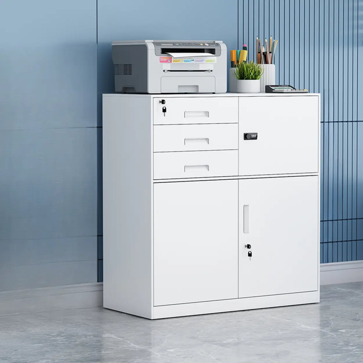 Secure Storage Steel Vertical Filing Cabinet with Key Lock Image - 5