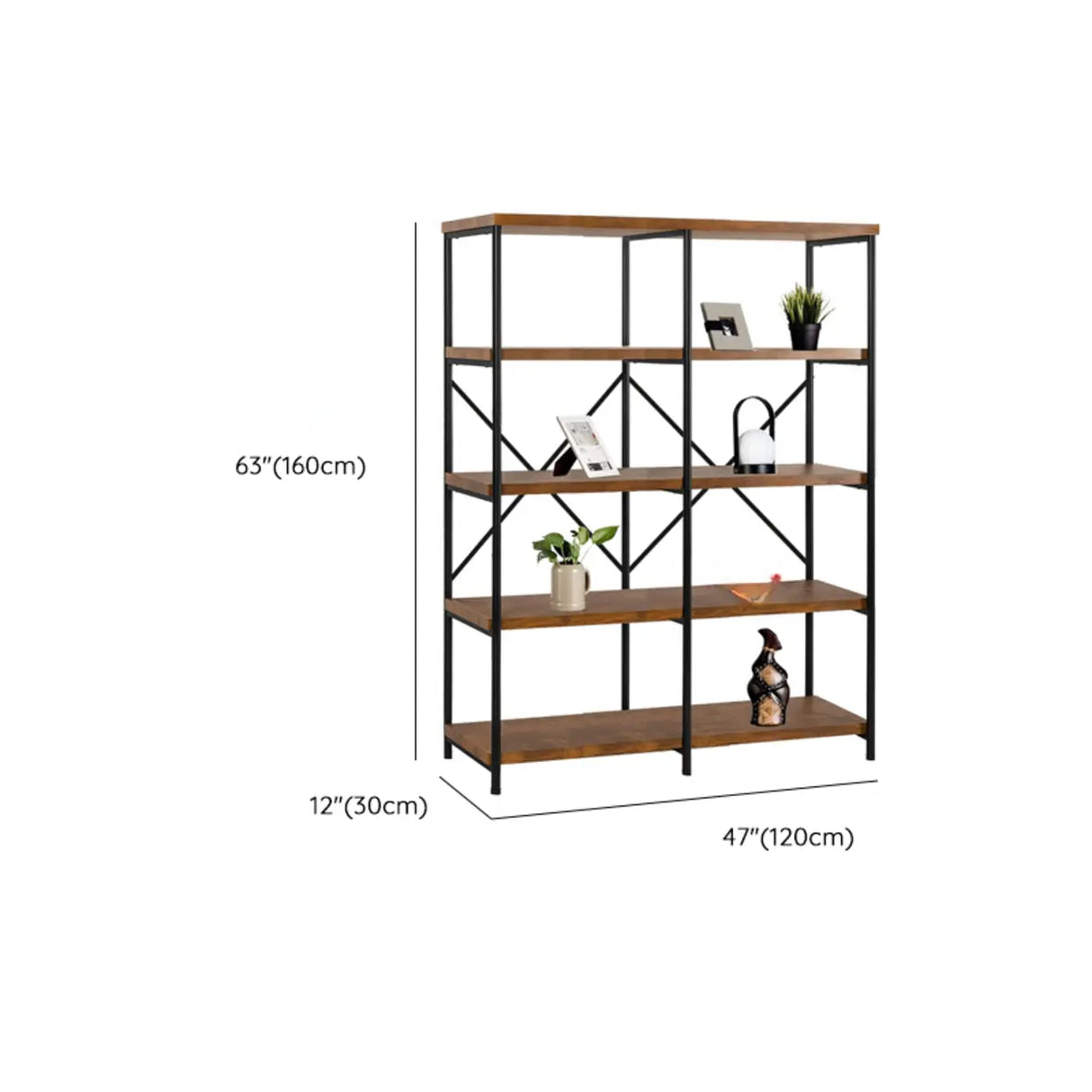 Sepia Casual 5 Shelves Open Alloy Display Bookcase Image - 11