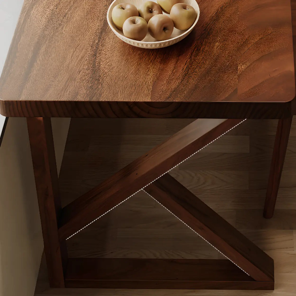 Sepia L-Shape Double Deep Wooden Computer Desk Image - 11