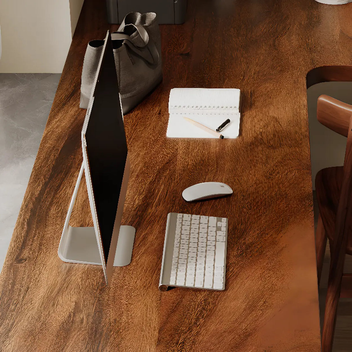 Sepia L-Shape Double Deep Wooden Computer Desk Image - 8