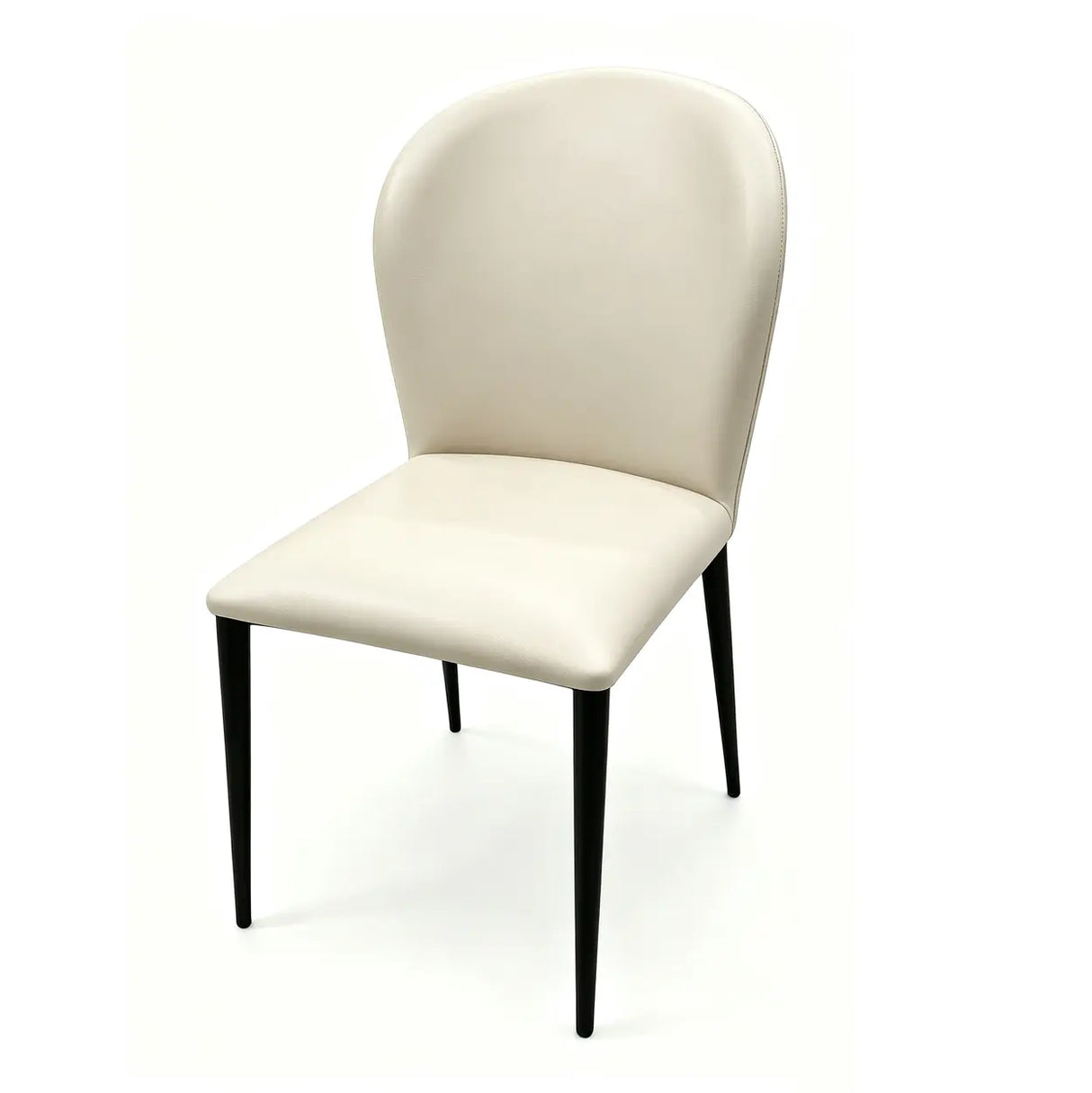 Set of 2 Curved Back PU Upholstered Dining Chairs with Black Steel Legs Image - 8