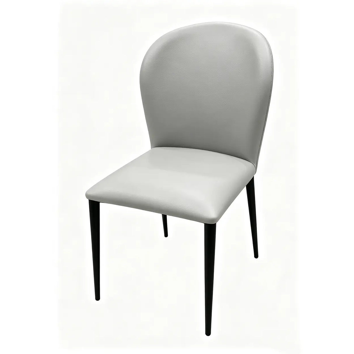 Set of 2 Curved Back PU Upholstered Dining Chairs with Black Steel Legs Image - 9