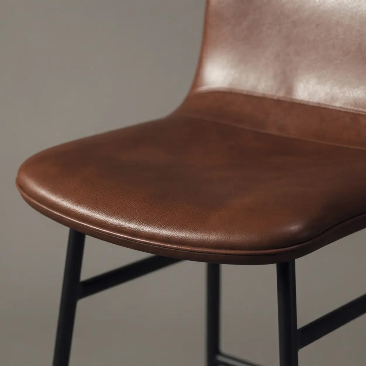 Set of 2 Faux Leather Counter & Bar Stools with Backrest and Metal Frame Image - 14