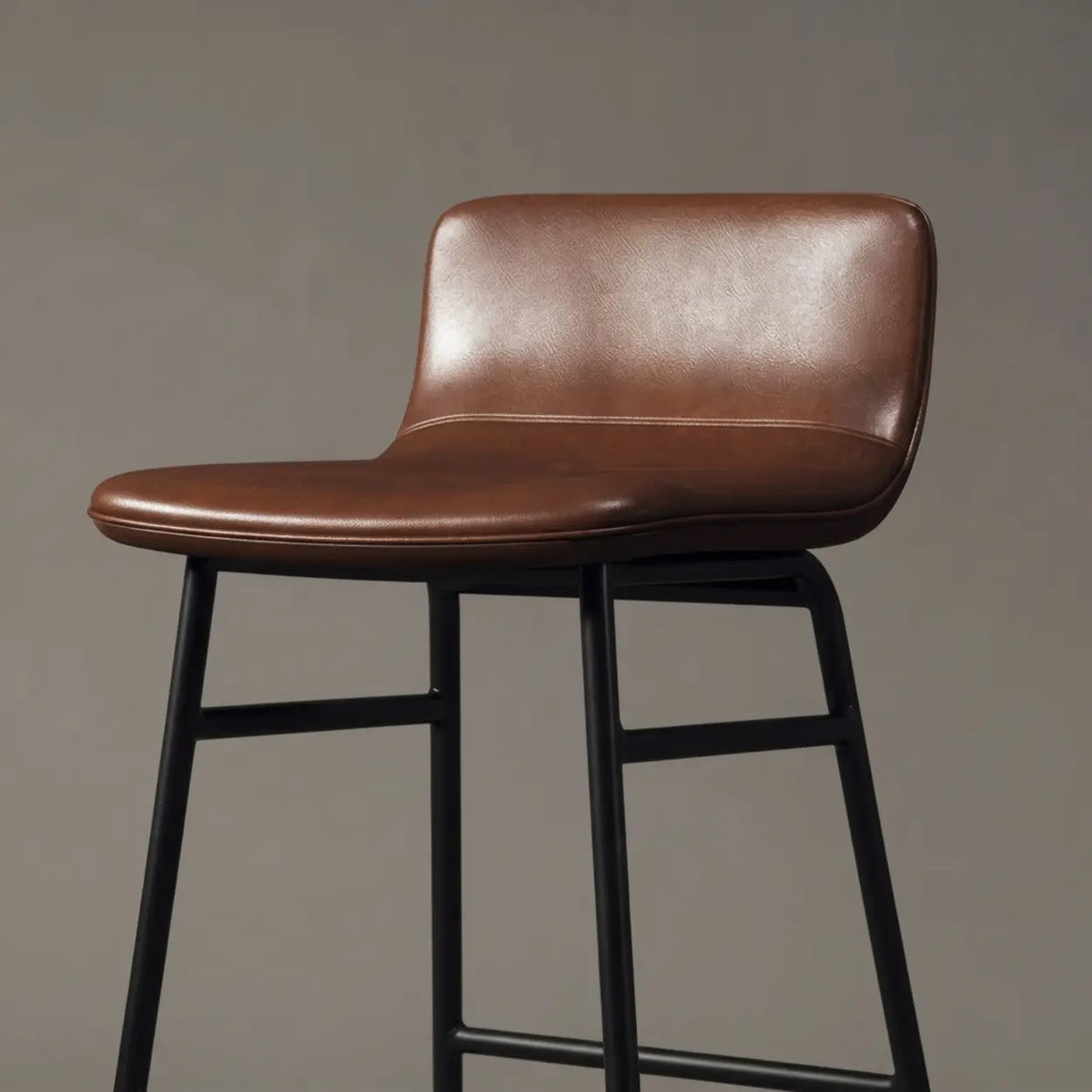 Set of 2 Faux Leather Counter & Bar Stools with Backrest and Metal Frame Image - 15