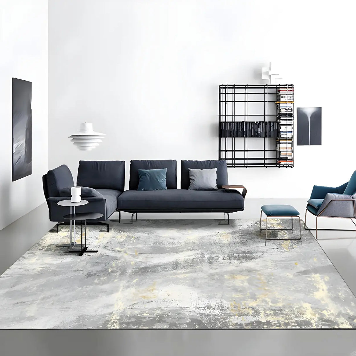 Shabby Chic Rectangular Polyester Gray Area Rug Image - 1