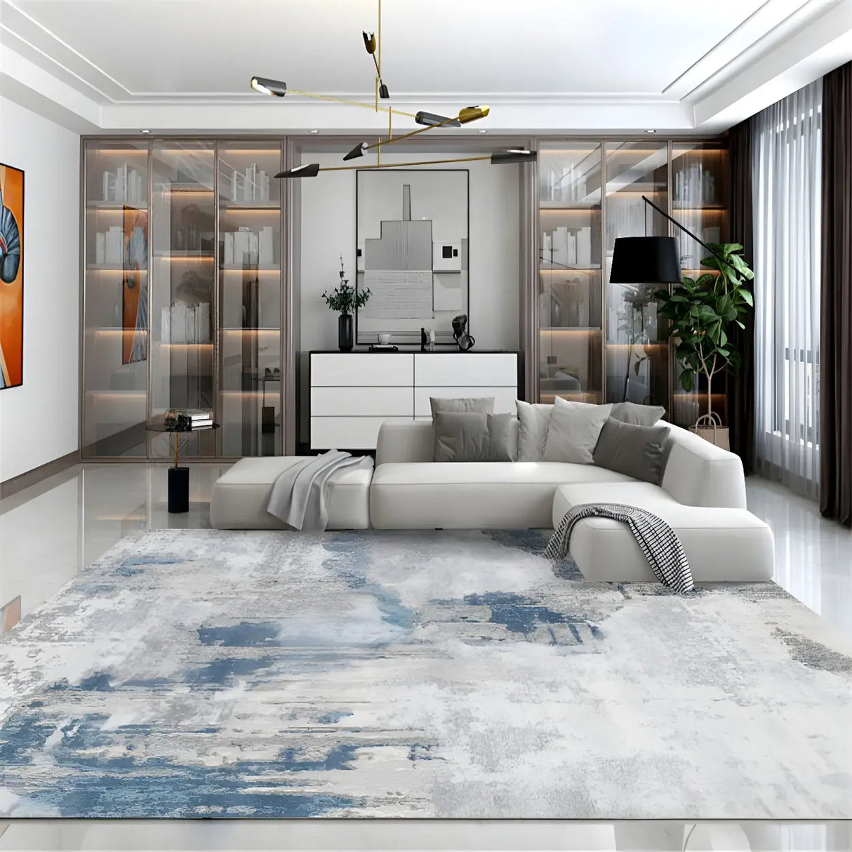 Shabby Chic Rectangular Polyester Gray Area Rug Image - 13