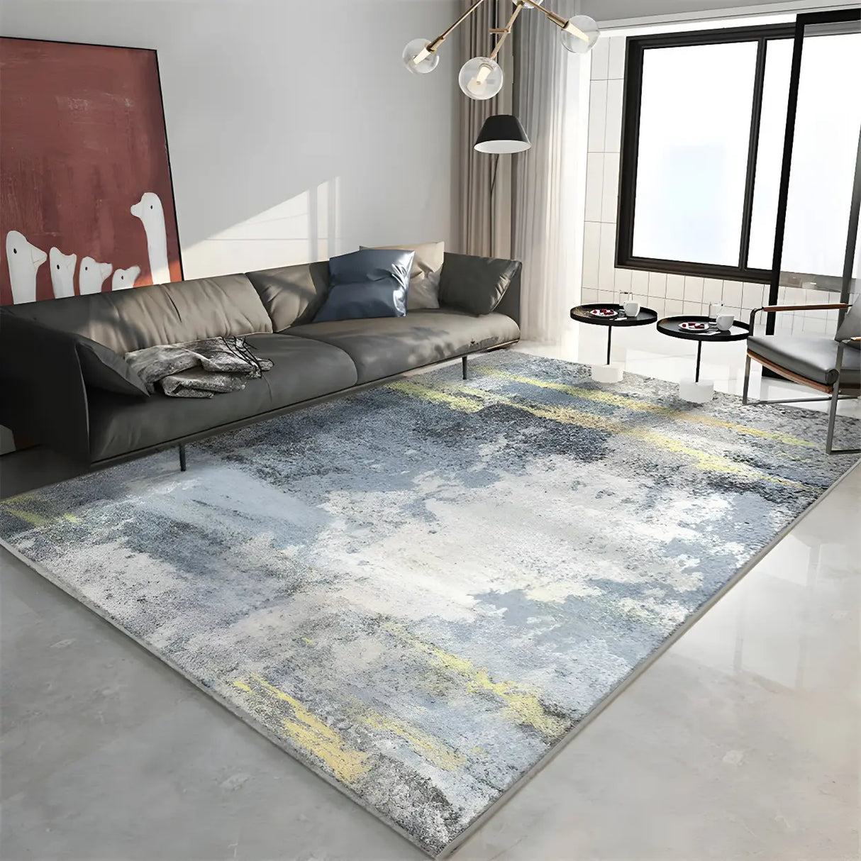 Shabby Chic Rectangular Polyester Gray Area Rug Image - 14