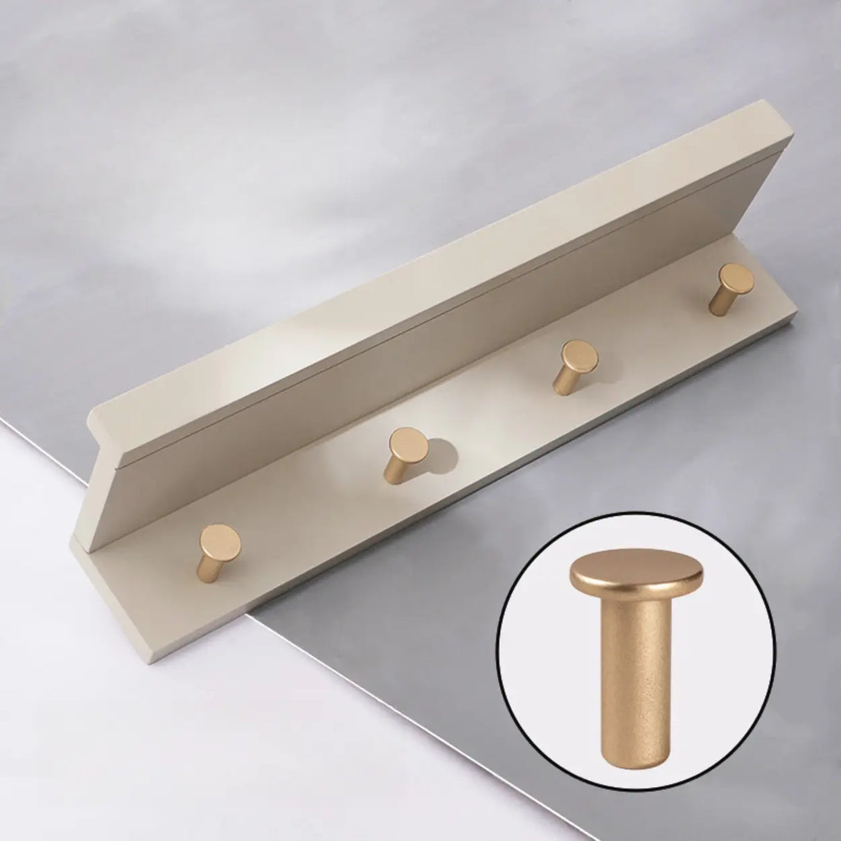 Shelf Bamboo Wood White Floating Mount Storage Coat Rack Image - 5