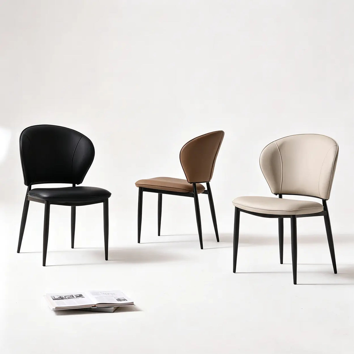 Shell Back Leather Upholstered Dining Chairs Set of 2 Image - 1