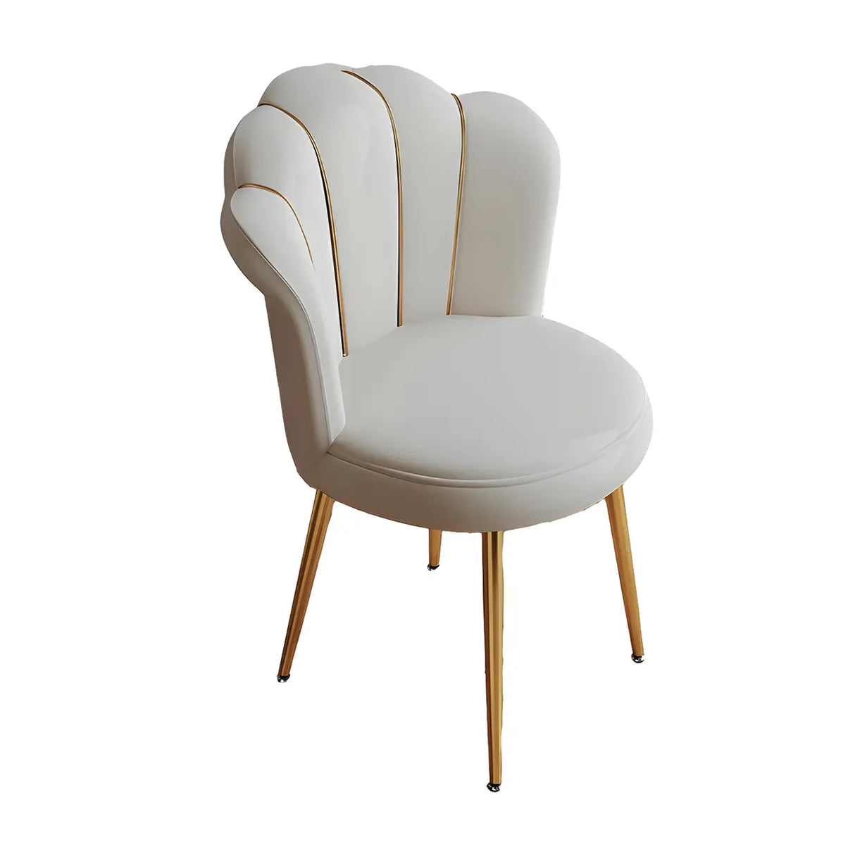 Shell Solid Back Upholstered Dining Chair with Gold Leg Image - 10