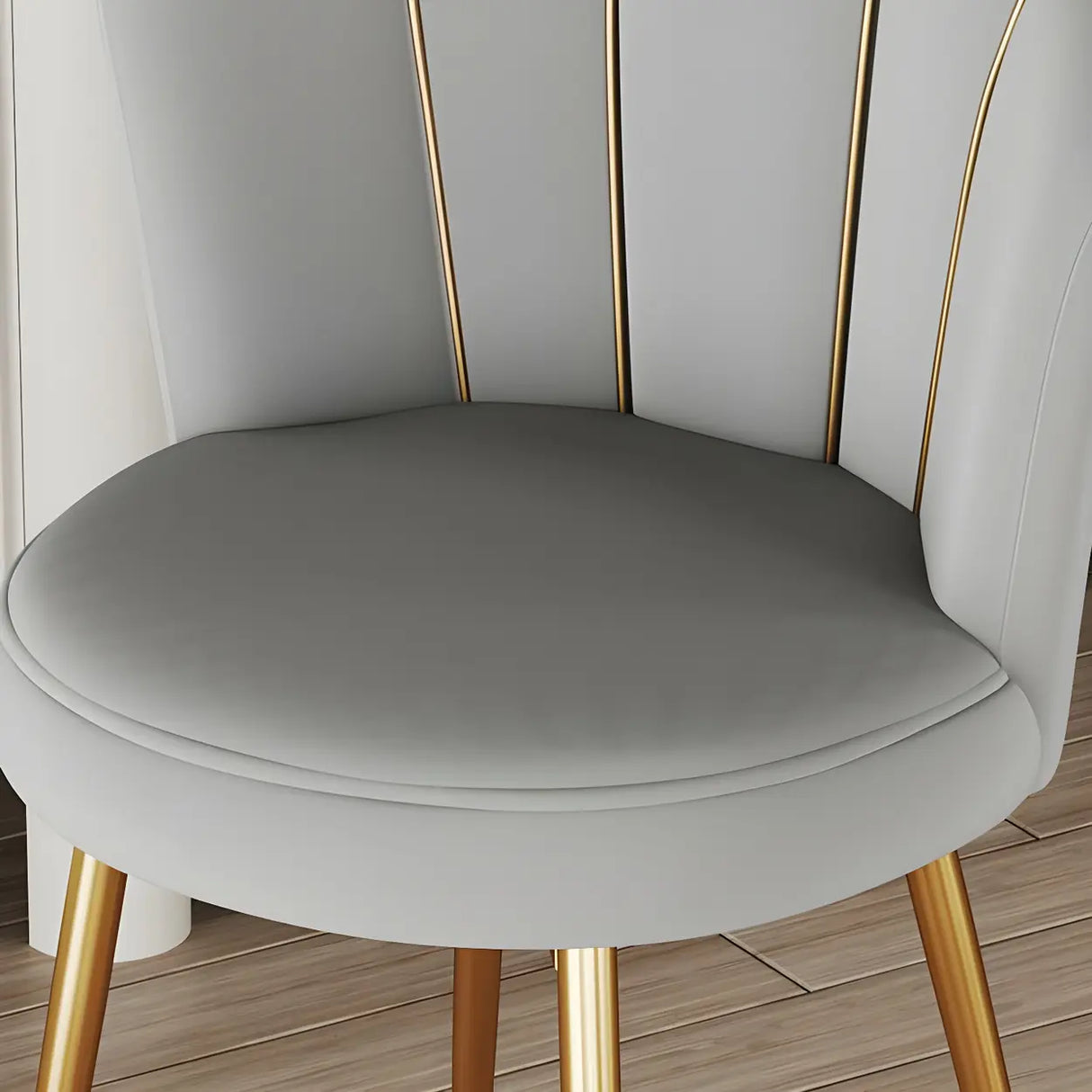 Shell Solid Back Upholstered Dining Chair with Gold Leg Image - 14